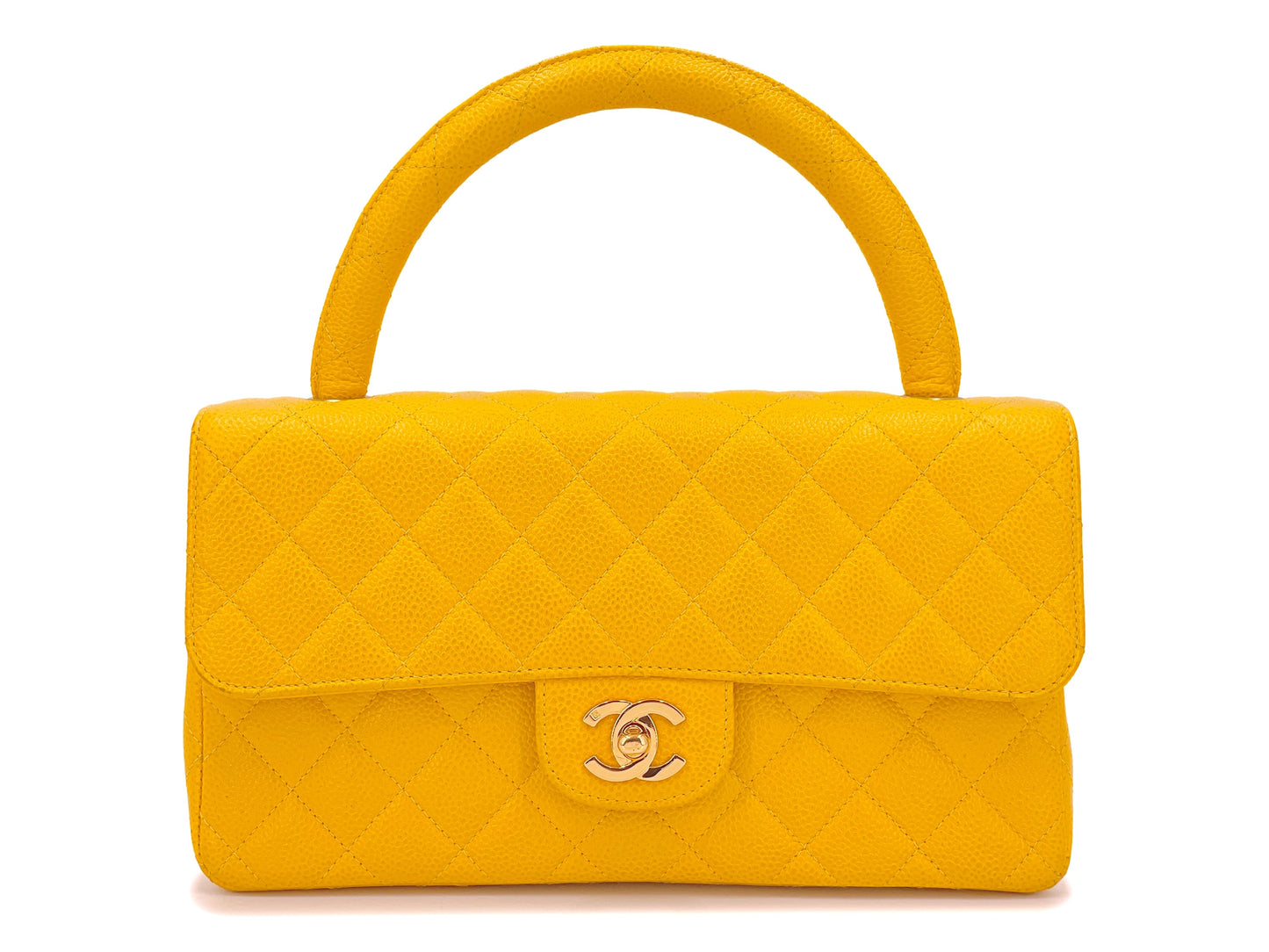 Chanel Vintage Caviar Kelly Bag Canary Yellow Parent 1997 Flap 24k GHW HVQ