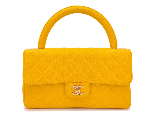 Chanel Vintage Caviar Kelly Bag Canary Yellow Parent 1997 Flap 24k GHW HVQ
