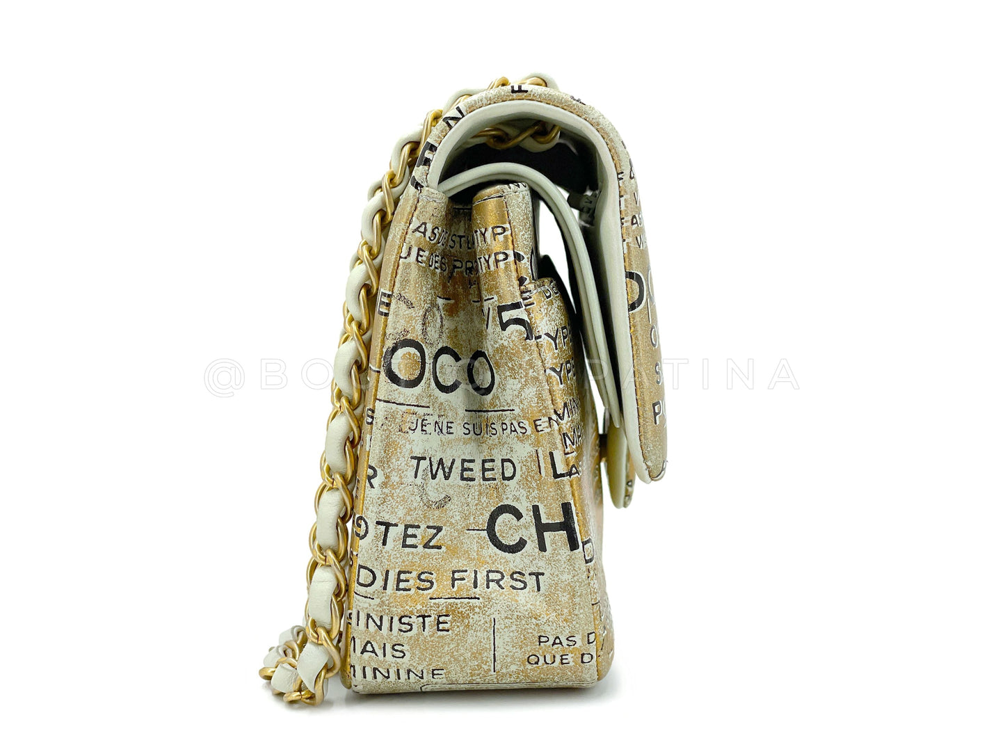 Chanel Newspaper Flap Bag 2015 Gold Graffiti Medium Double Classic GHW RB9