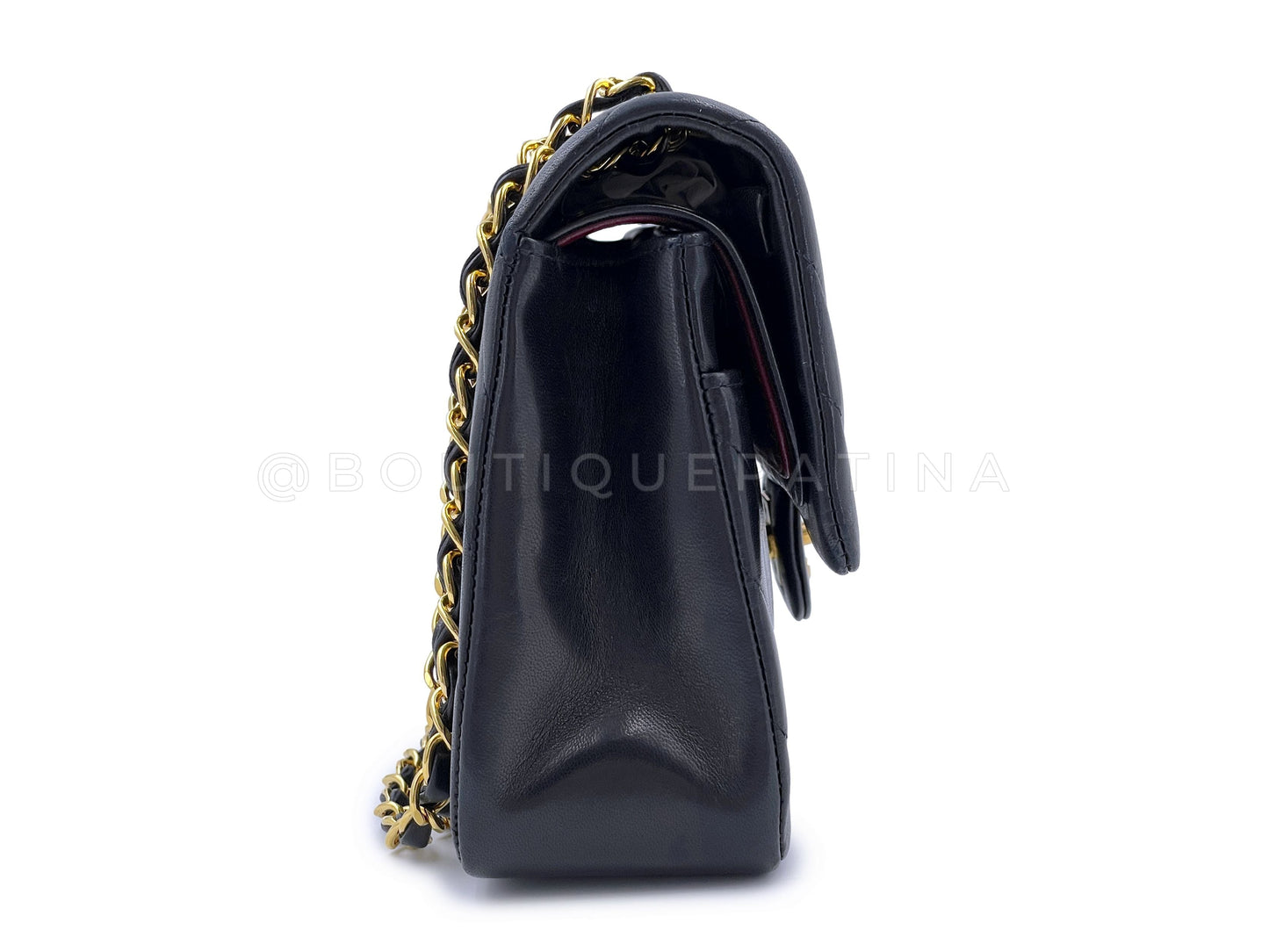 Chanel 1991 Vintage Black Chevron Medium Classic Double Flap Bag 24k GHW