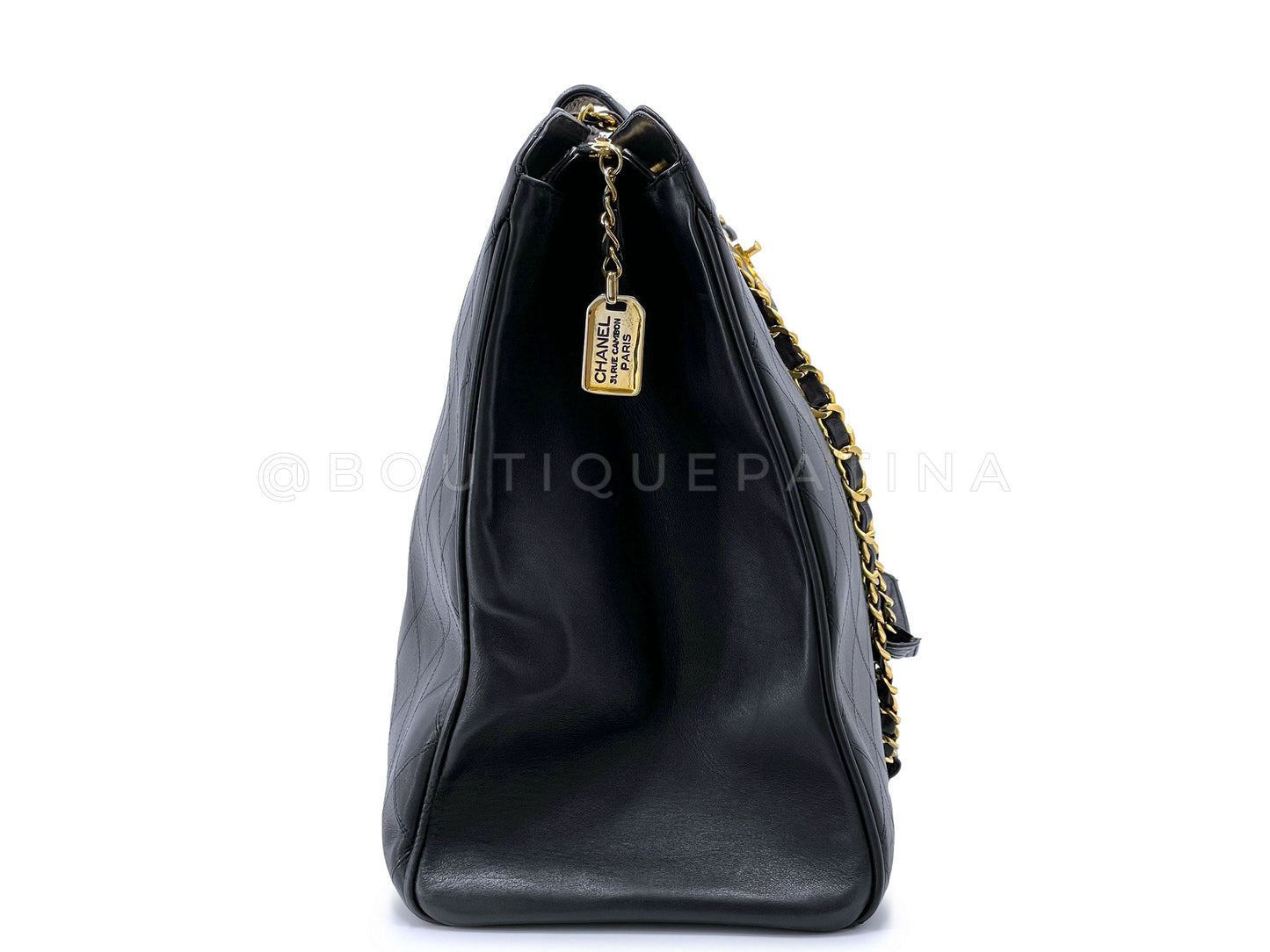 Chanel Vintage Black Quilted Supermodel XL Weekender Tote Bag 24k GHW