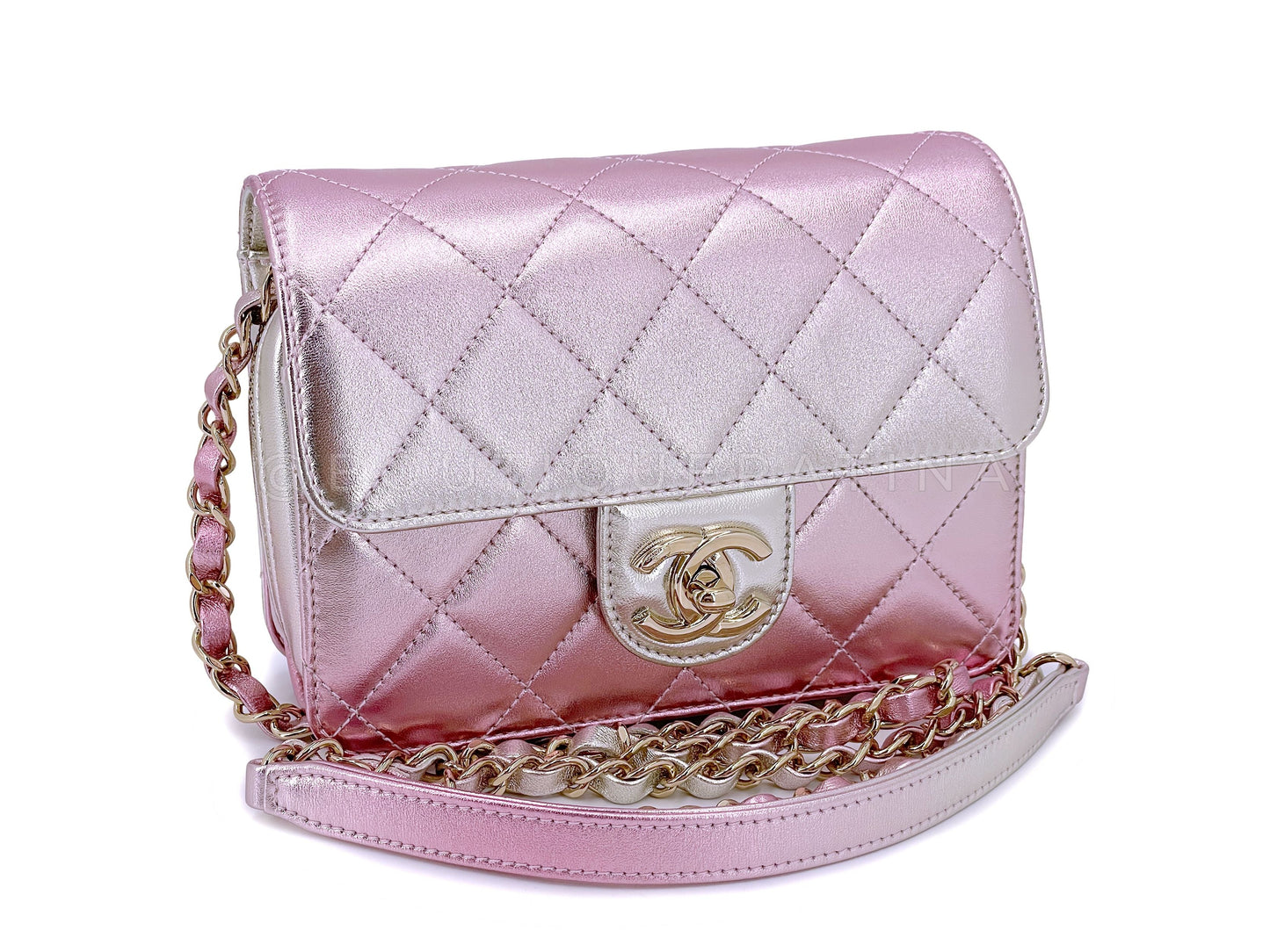 Chanel Metallic Mermaid Ombre Pink Mini Flap Bag GHW