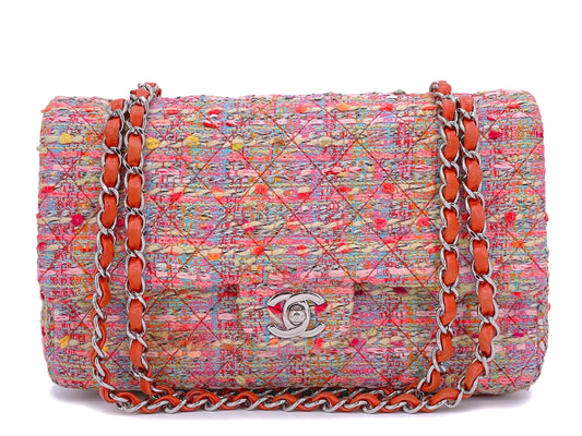 Chanel 2011 "Fruity Pebbles" Pink Tweed Medium Classic Double Flap Bag 24k GHW