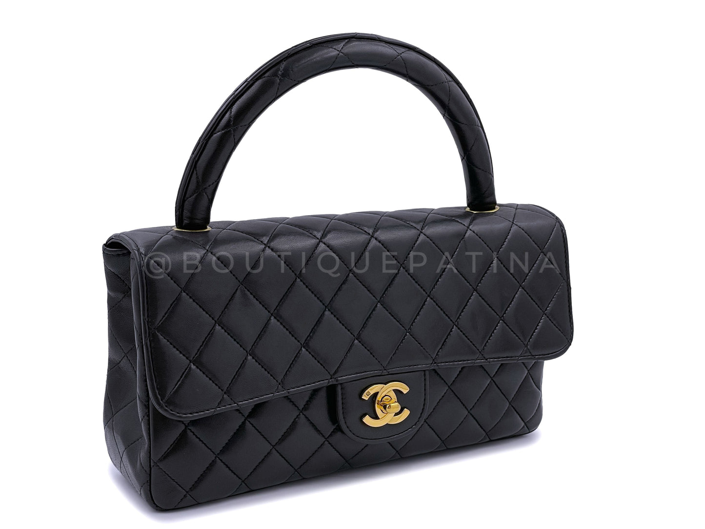 Chanel 1994 Vintage Parent Child Bag Kelly Flap Set Black 24k GHW