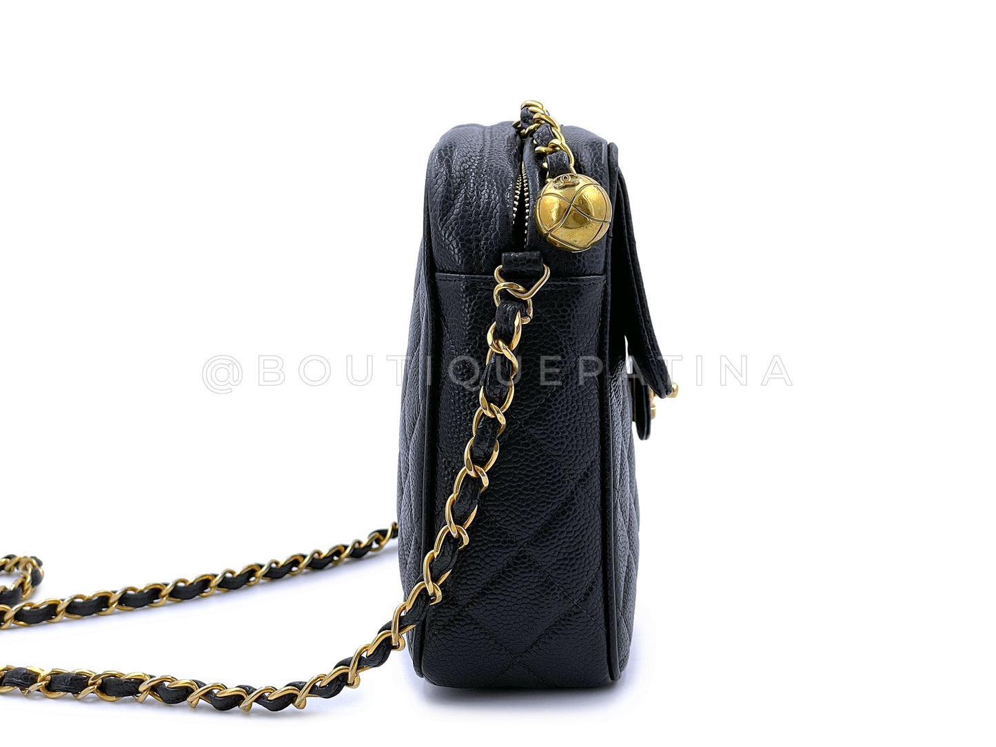 Chanel 1994 Vintage Black Caviar Small Flap Camera Case Bag 24k GHW