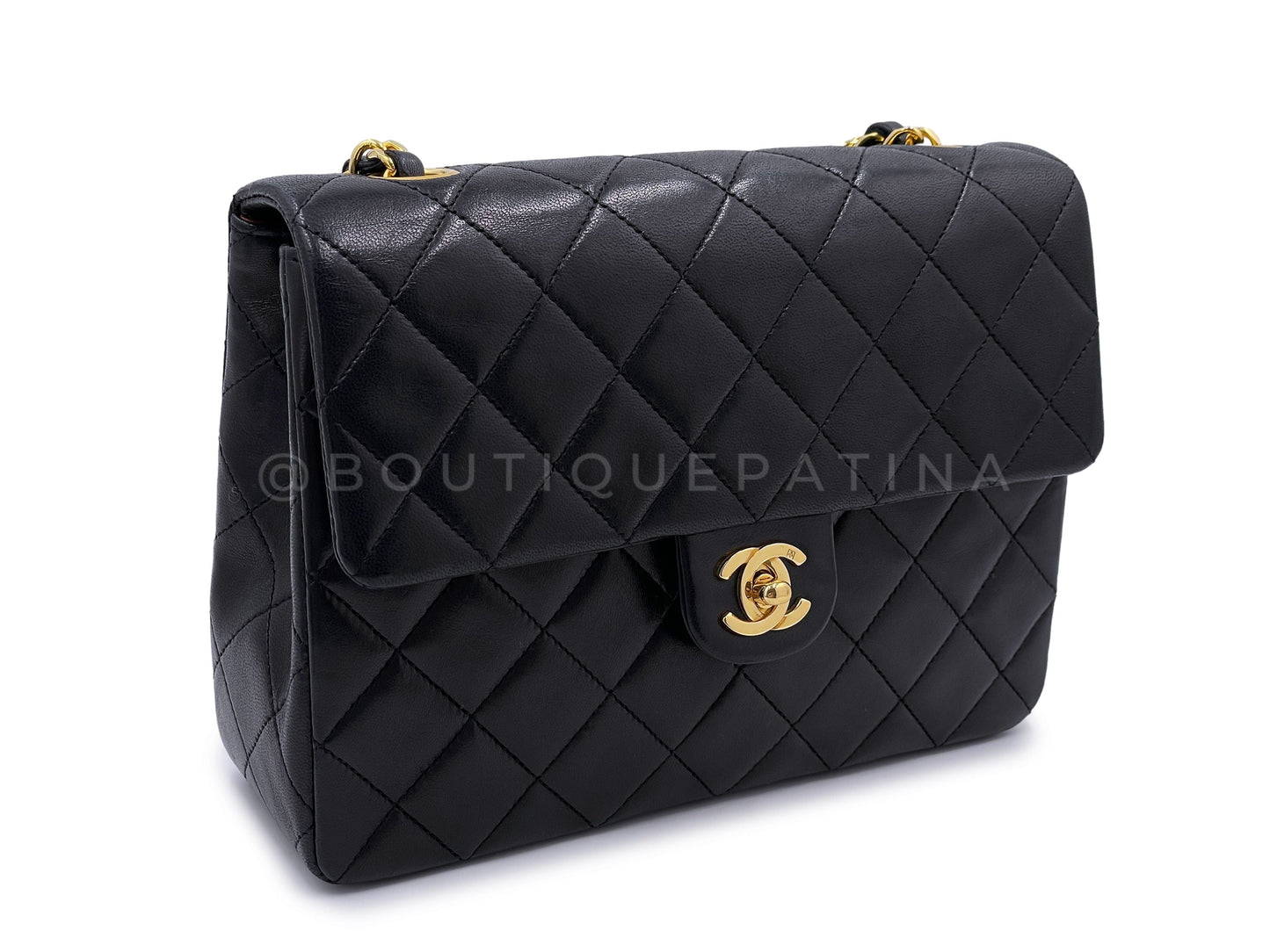 Chanel Vintage 1990 Black 20cm Square Mini Flap Bag 24k GHW