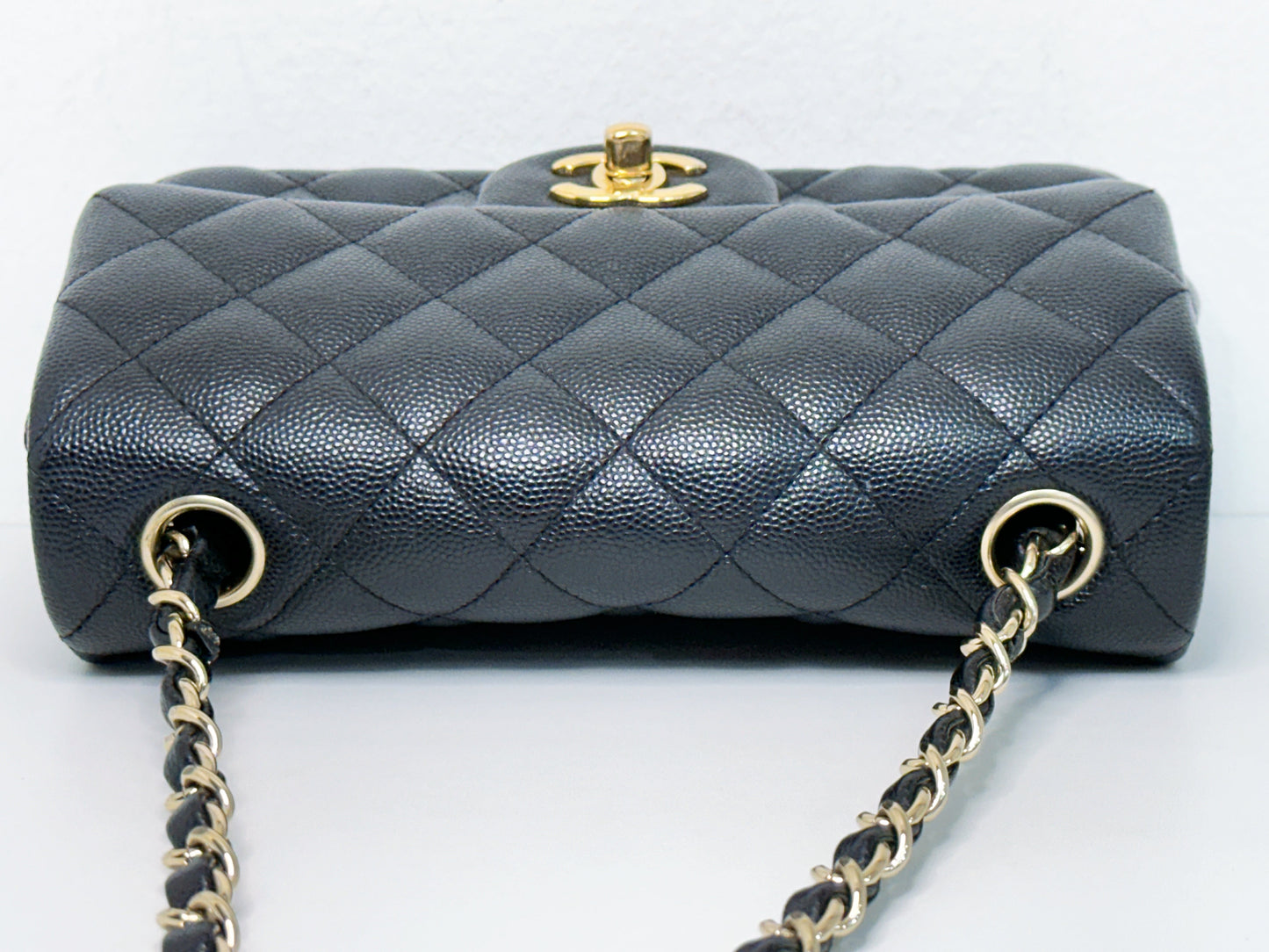 Chanel Caviar Quilted Mini Rectangular Flap black GHW 2449 holo card