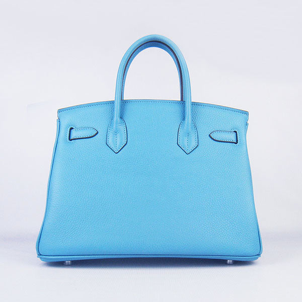 Hermes Birkin 30cm Togo Leather Handbags Light Blue Silver