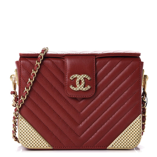 Chanel Calfskin Chevron Quilted Paris Hamburg Rock The Corner Minaudiere Bag