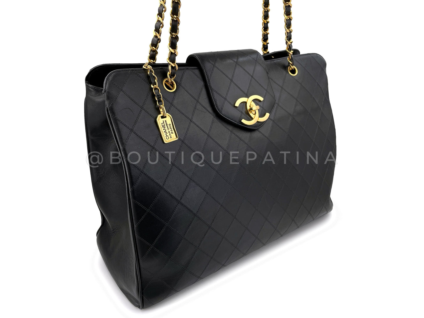 Chanel Vintage Black Supermodel XL Weekender Tote Bag 24k GHW WR2