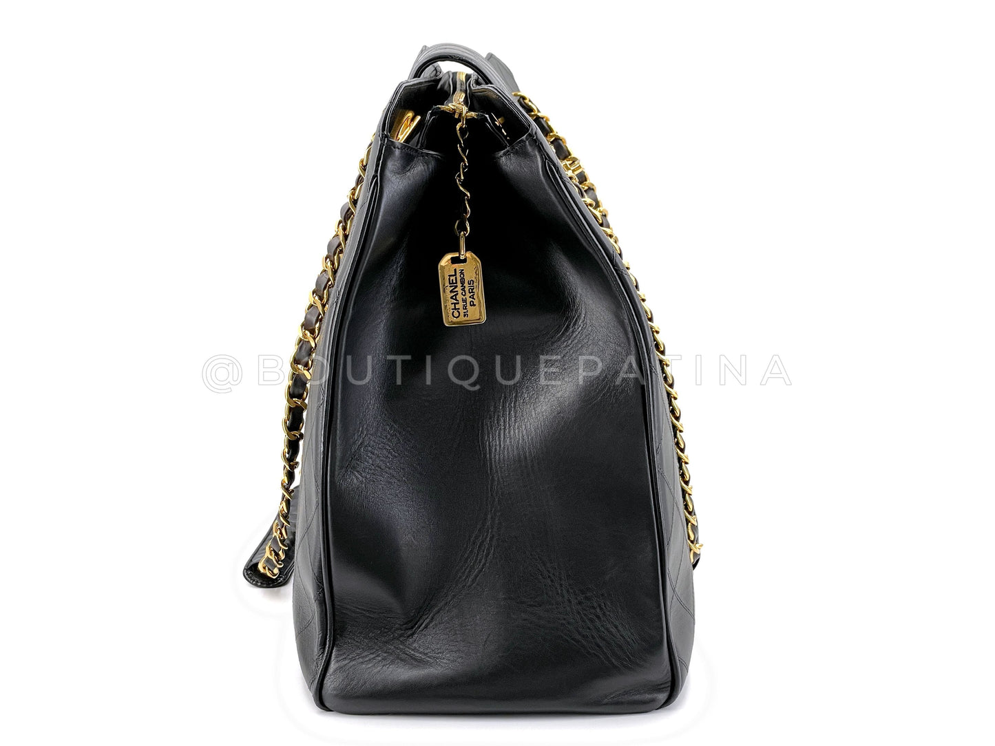 Chanel Vintage Black Supermodel XL Weekender Tote Bag 24k GHW WR2