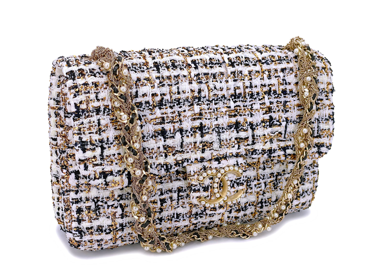 Rare Chanel 2014 Tweed and Pearl Westminster Flap Bag GHW BS7