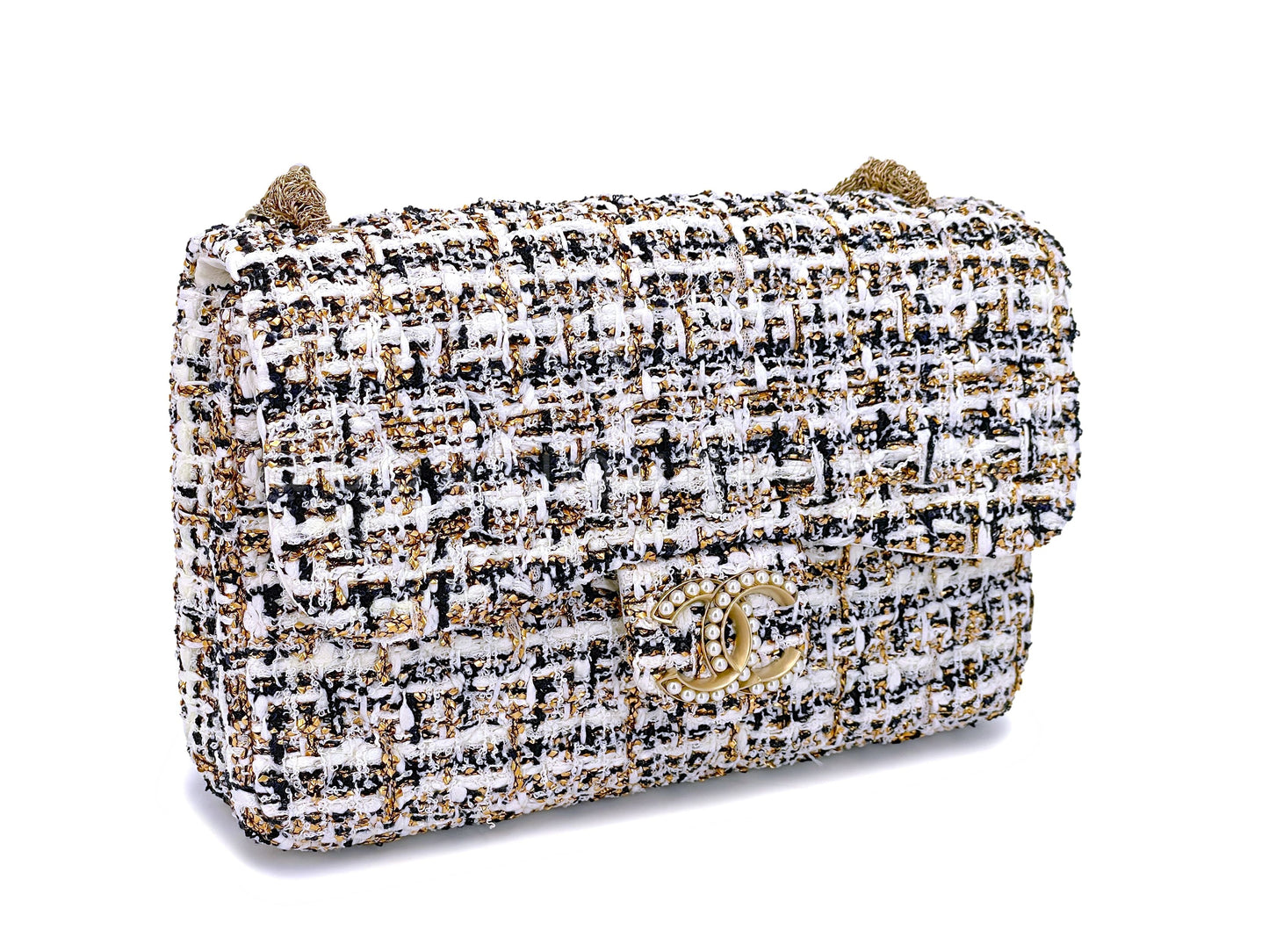 Rare Chanel 2014 Tweed and Pearl Westminster Flap Bag GHW BS7