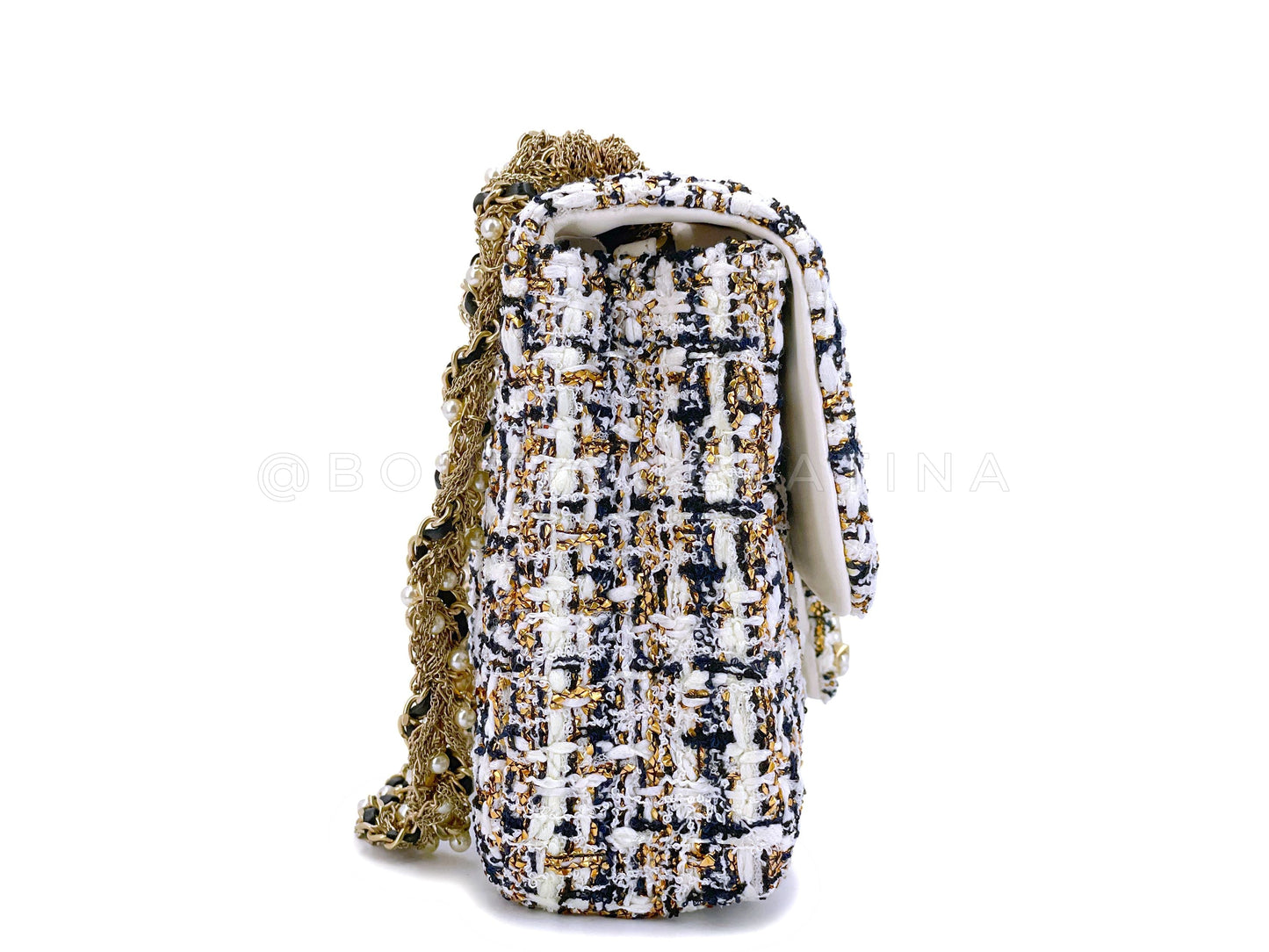 Rare Chanel 2014 Tweed and Pearl Westminster Flap Bag GHW BS7