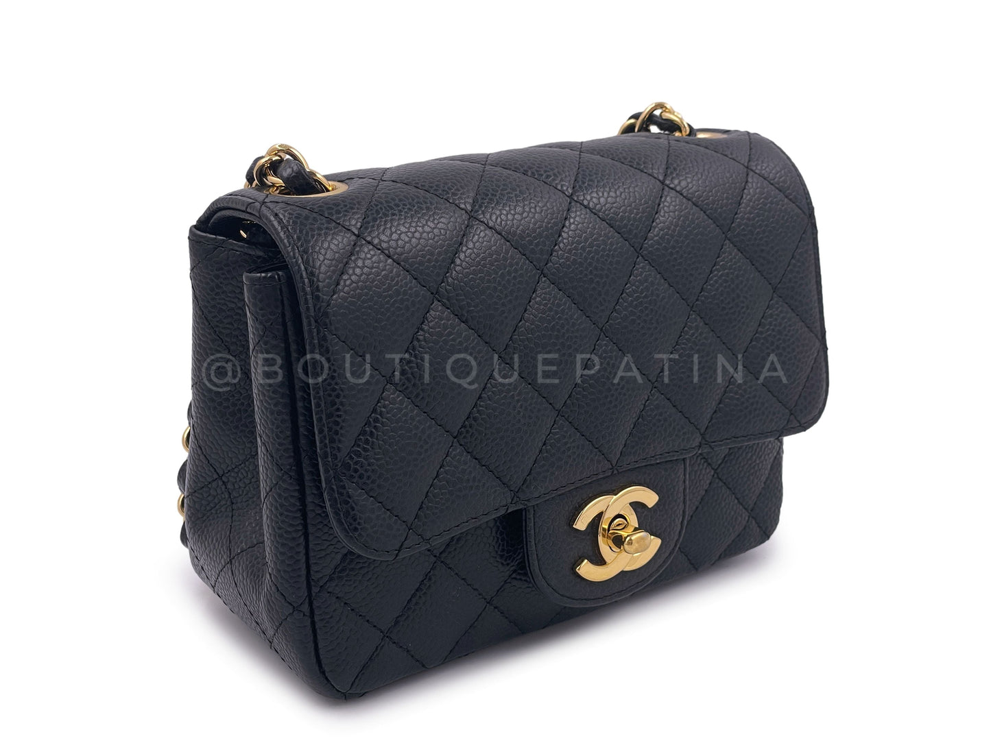 Chanel 2008 Vintage Black Caviar Classic Square Mini Flap Bag 24k GHW