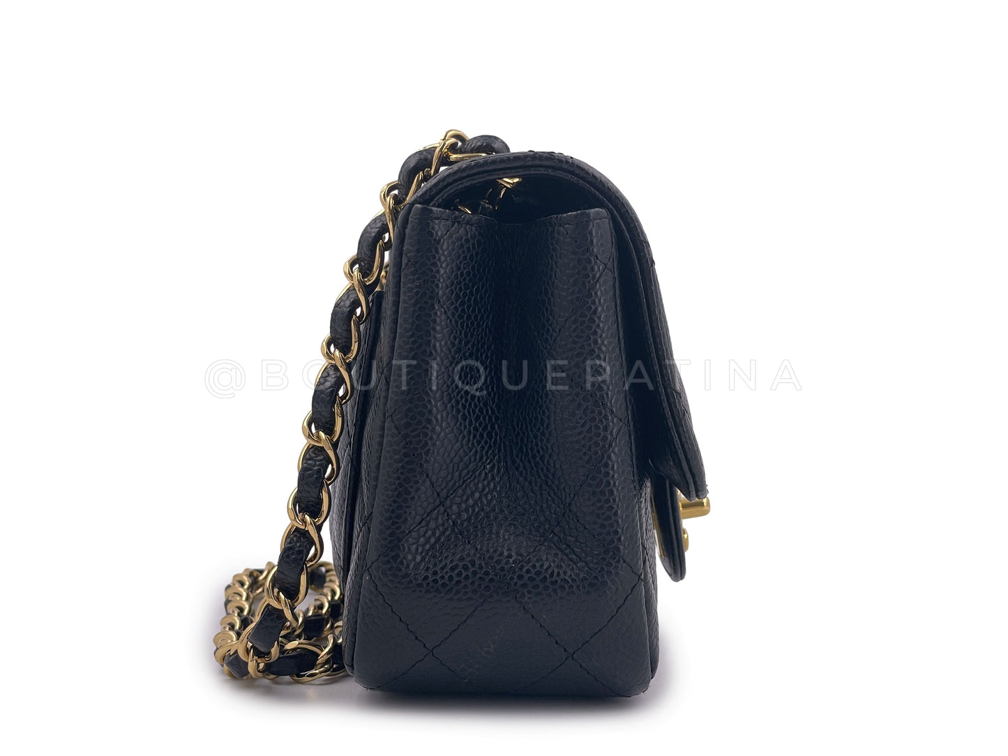 Chanel 2008 Vintage Black Caviar Classic Square Mini Flap Bag 24k GHW