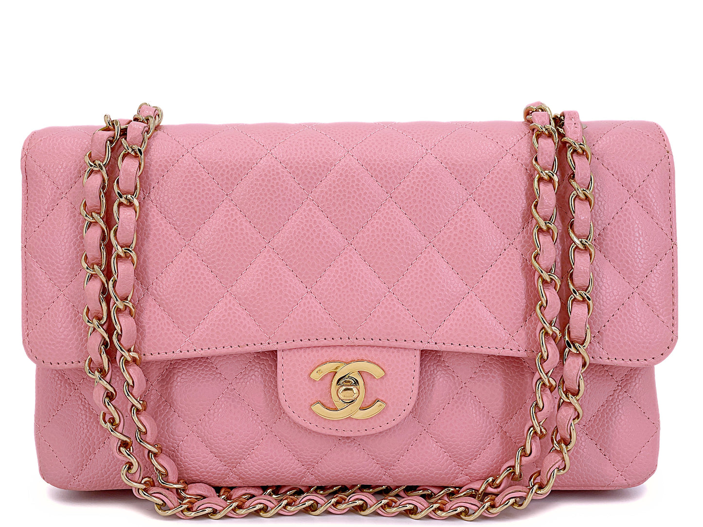 Chanel 2004 Vintage Sakura Pink Caviar Medium Classic Flap Bag 24k GHW