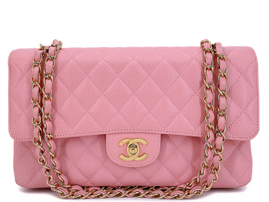 Chanel 2004 Vintage Sakura Pink Caviar Medium Classic Flap Bag 24k GHW