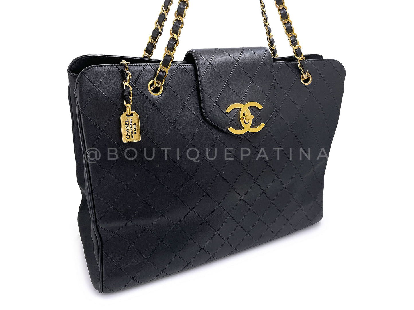 Chanel Supermodel Tote Bag Vintage 1994 Black Quilted XL Weekender 24k GHW WR2