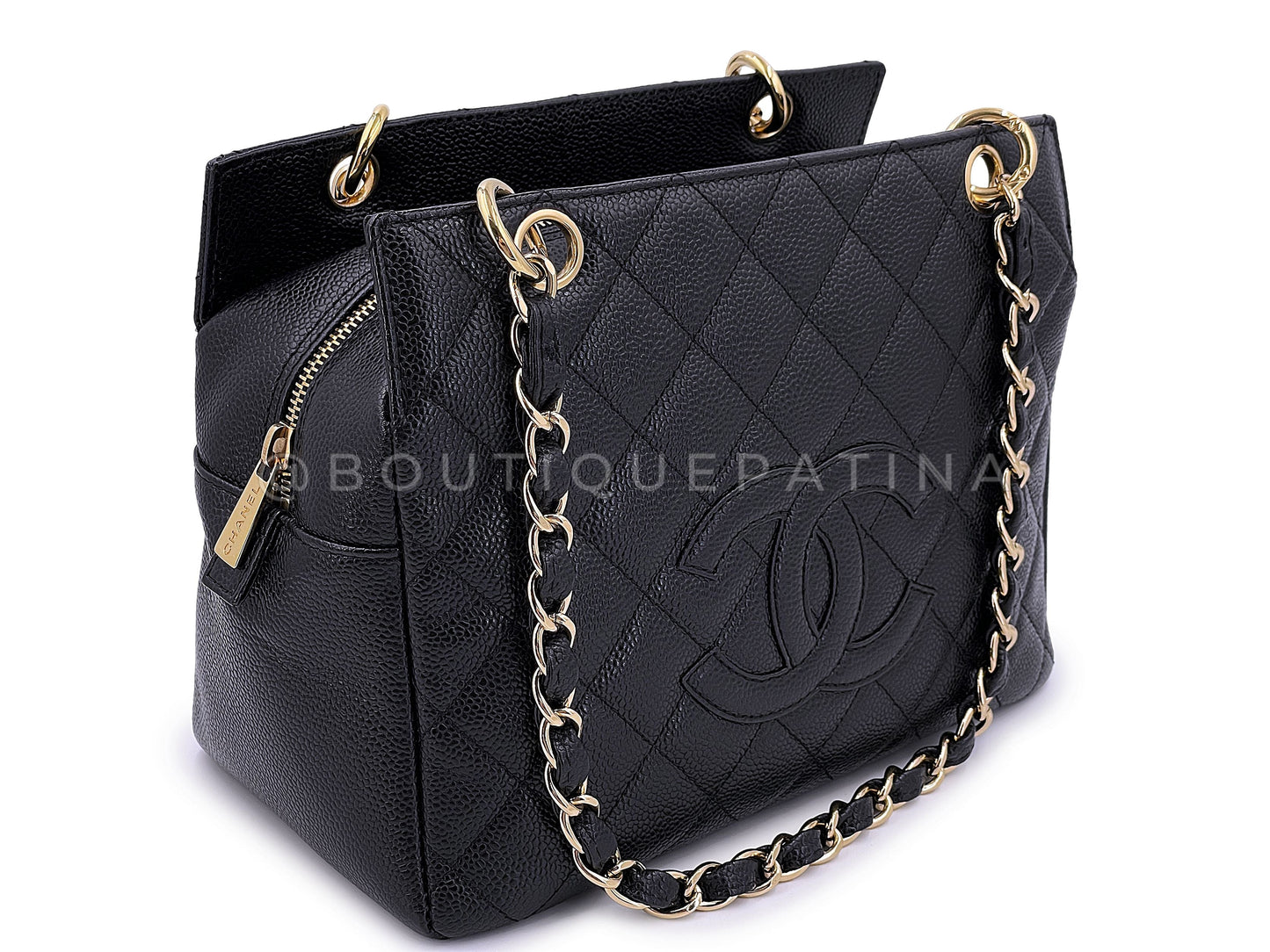 Chanel PTT Black Caviar Bag 2003 Vintage Petite Timeless Tote 24k GHW