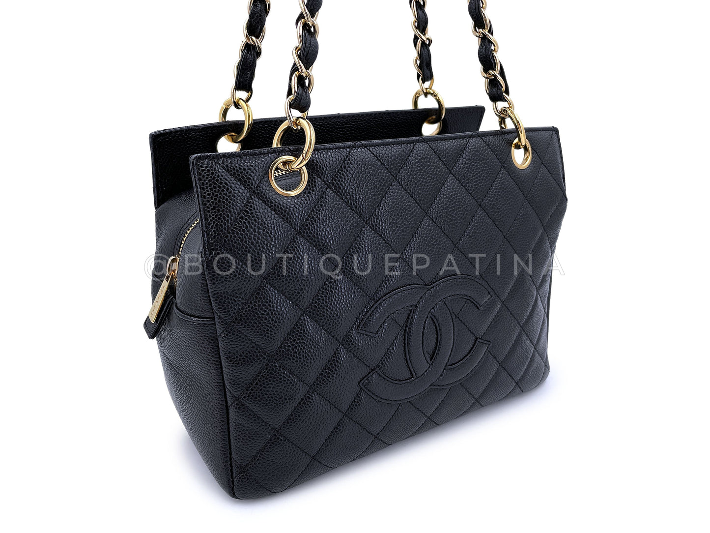 Chanel PTT Black Caviar Bag 2003 Vintage Petite Timeless Tote 24k GHW