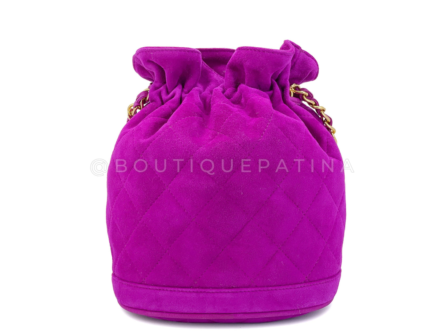 Chanel Vintage Mini Bucket Bag 1990 Pink-Purple Suede Drawstring 24k GHW 2R4