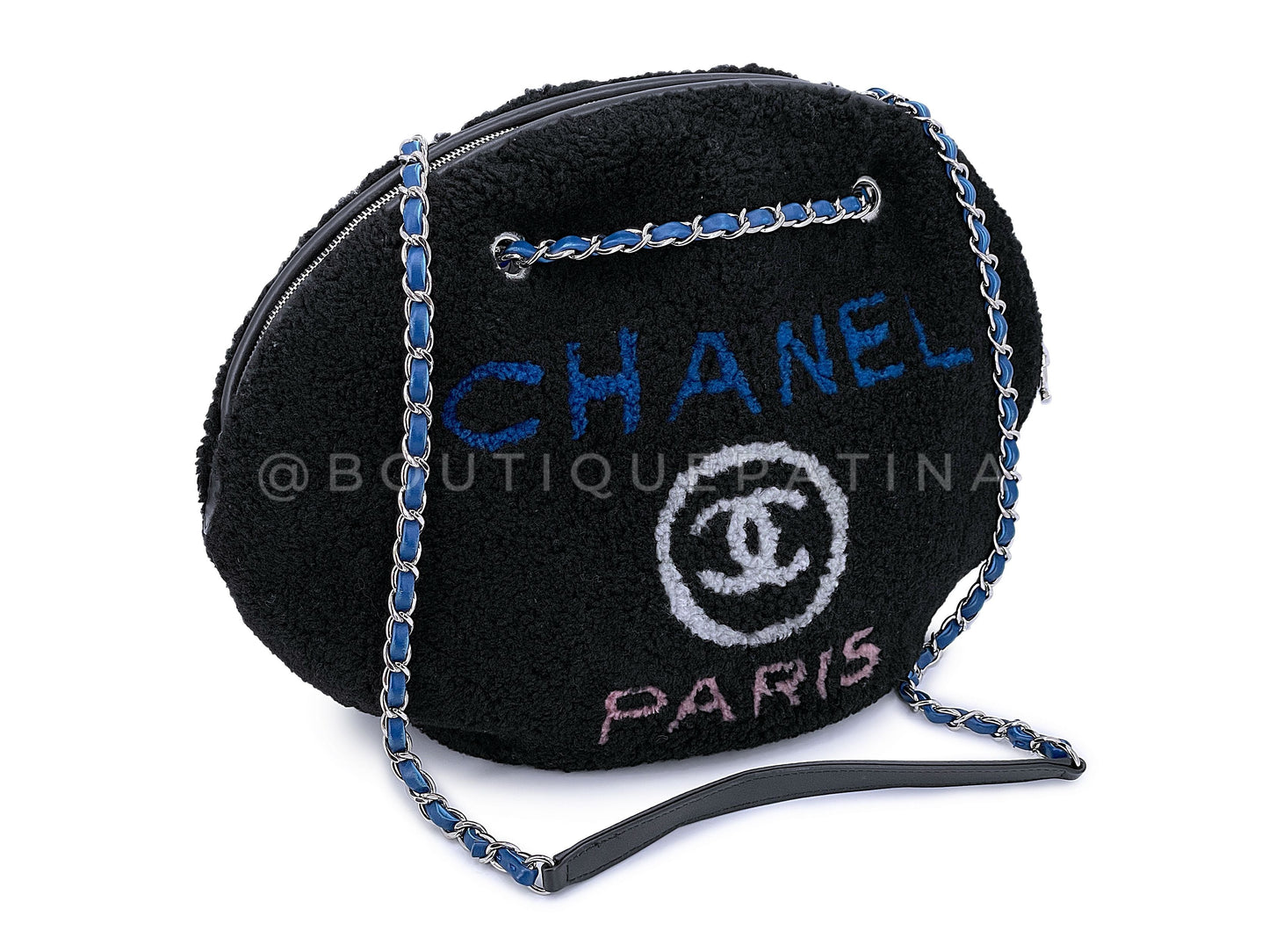 Rare Chanel Large Deauville Shearling Camera Tote Bag SHW