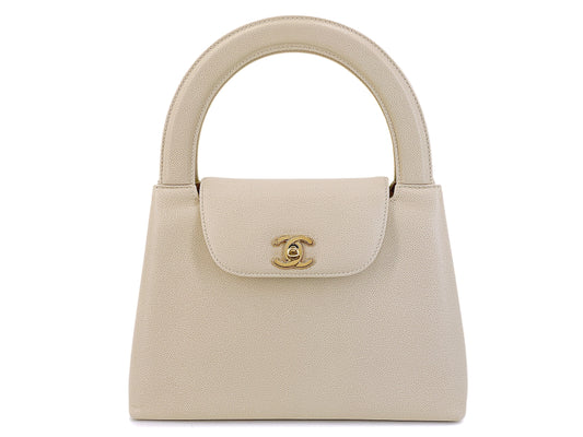 Chanel Vintage Ivory Beige Caviar Mini Kelly Evening Bag 24k GHW G8G