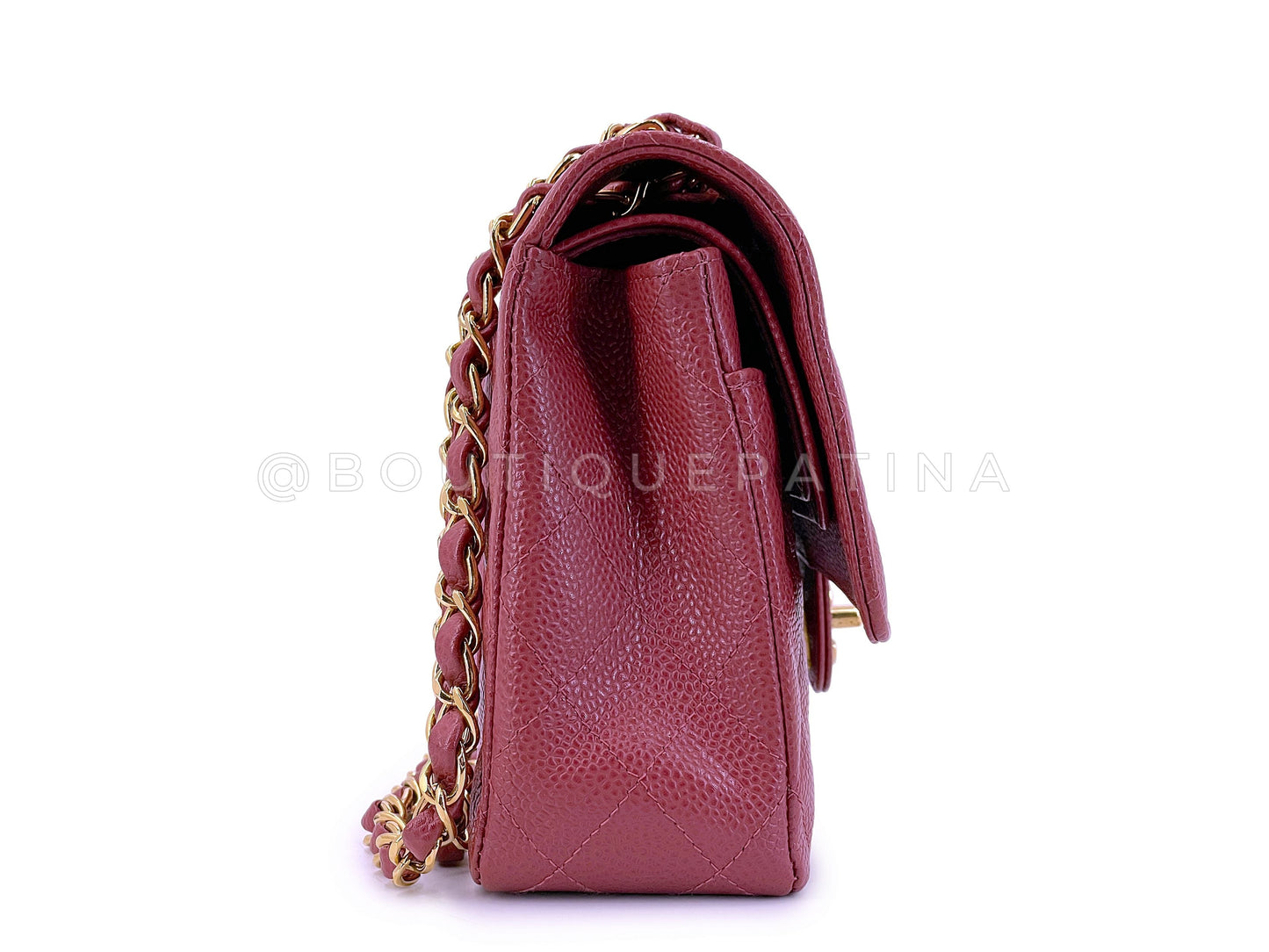 Pristine Chanel Dark Pink Vintage Caviar Medium Classic Double Flap Bag 24k GHW