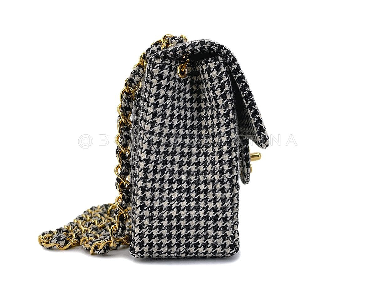 Rare Chanel 1991 Houndstooth Micro-Tweed Square Mini Flap Bag 24k GHW