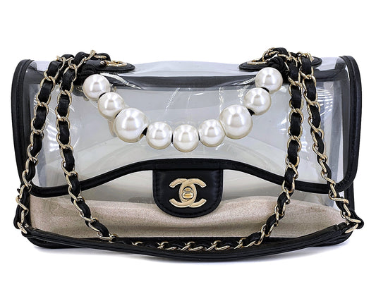 Chanel Sand by the Sea Pearl and PVC Flap Bag 8T4