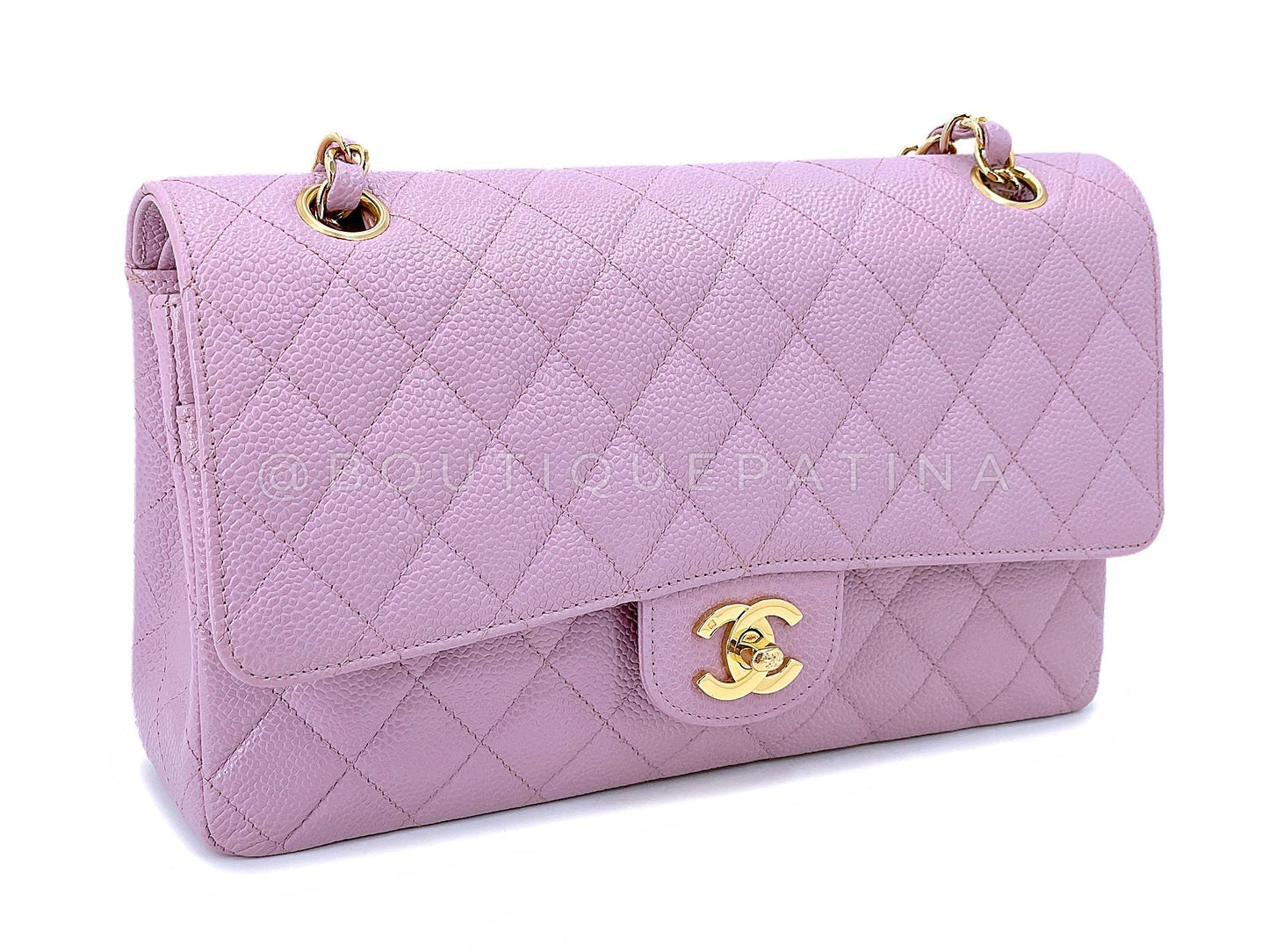 Chanel 2003 Vintage Lilac Caviar Medium Classic Double Flap Bag 24k GHW 6J2