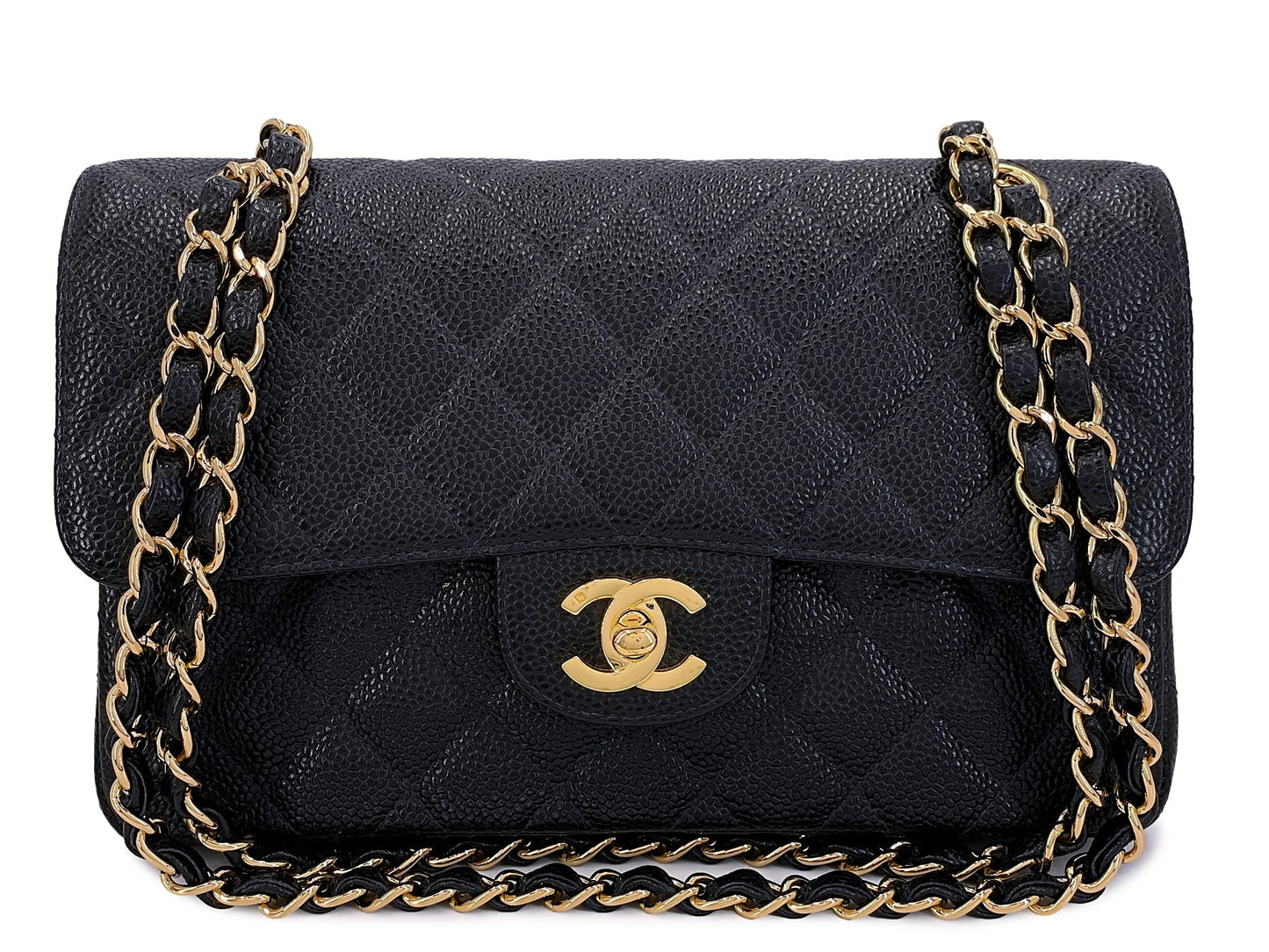 Chanel Vintage Small Caviar Classic Flap Bag Black 24k GHW 2003 9TI