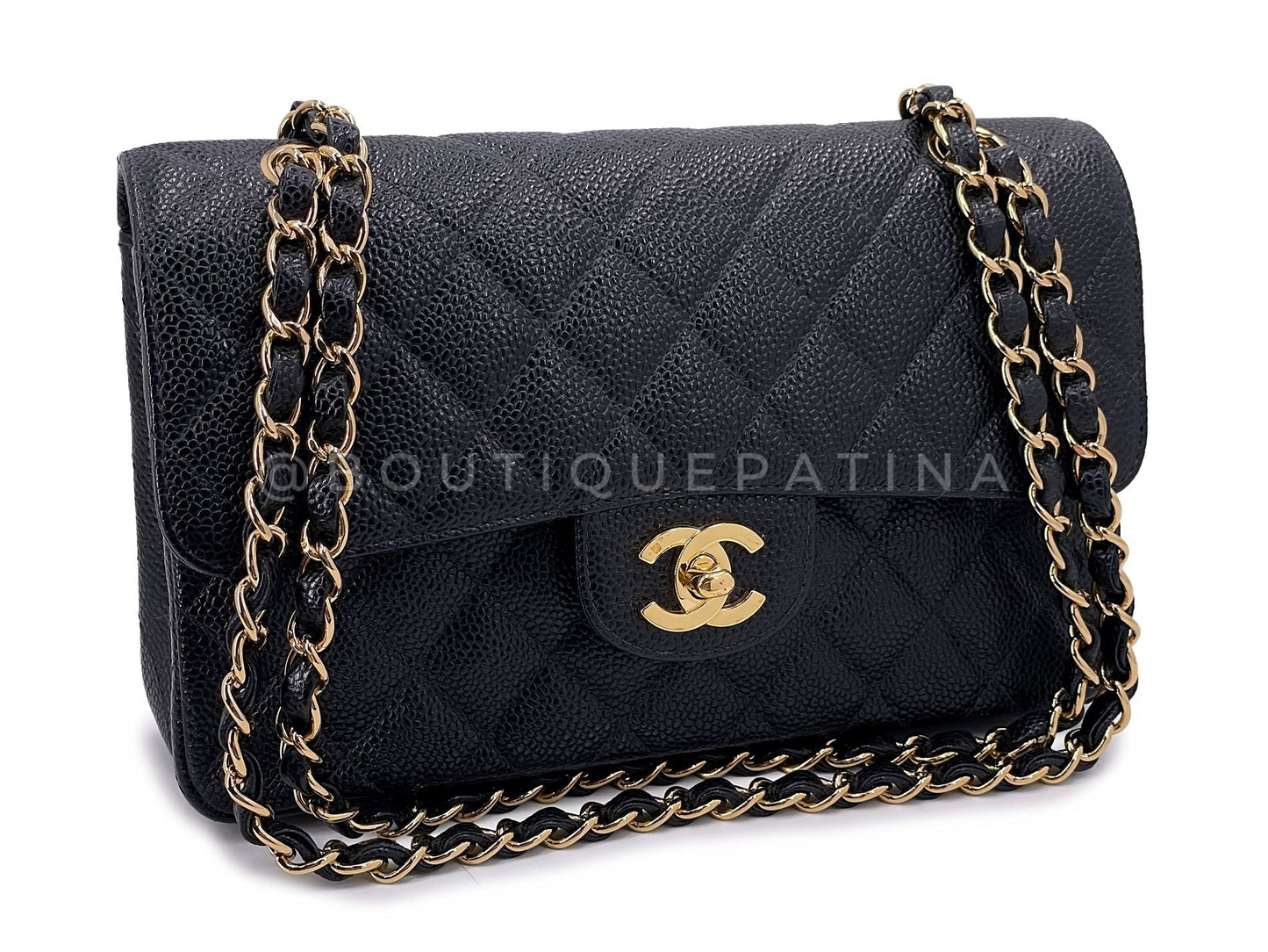 Chanel Vintage Small Caviar Classic Flap Bag Black 24k GHW 2003 9TI
