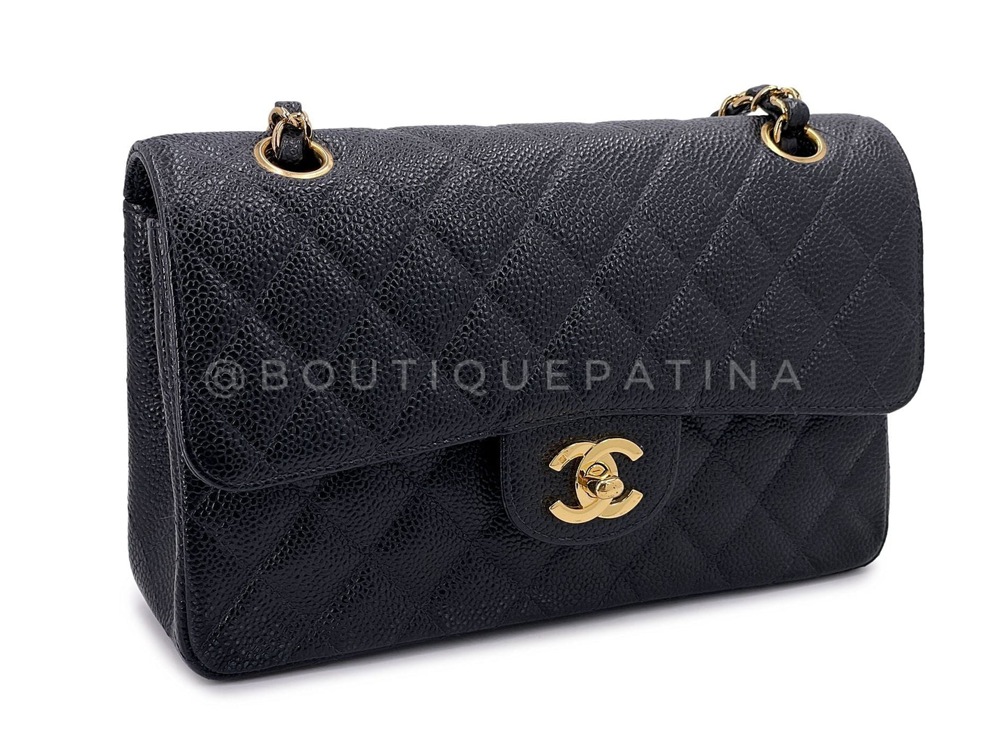 Chanel Vintage Small Caviar Classic Flap Bag Black 24k GHW 2003 9TI