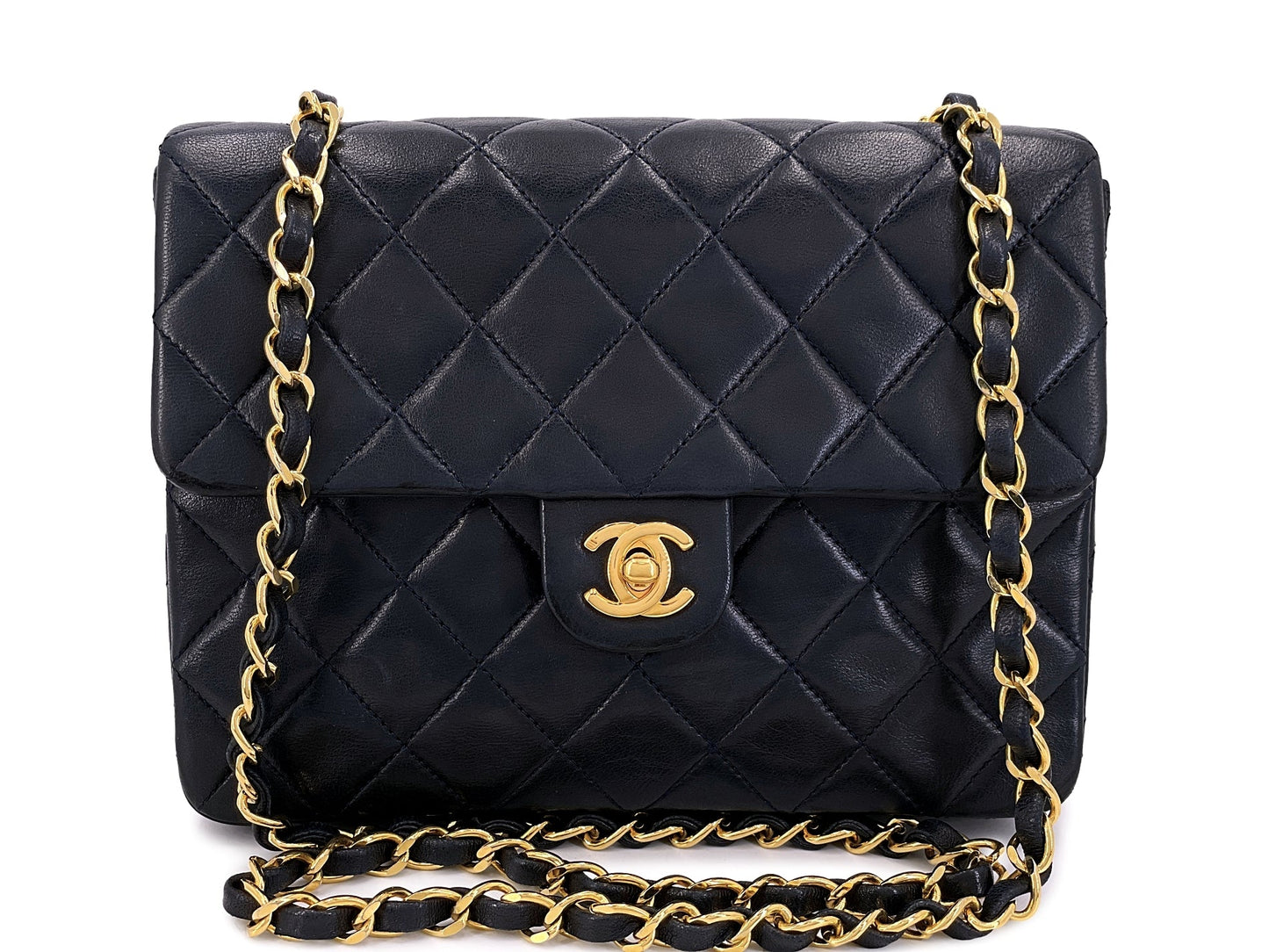 Chanel Vintage Black Mini Flap Bag Classic Lambskin 20cm 24k GHW