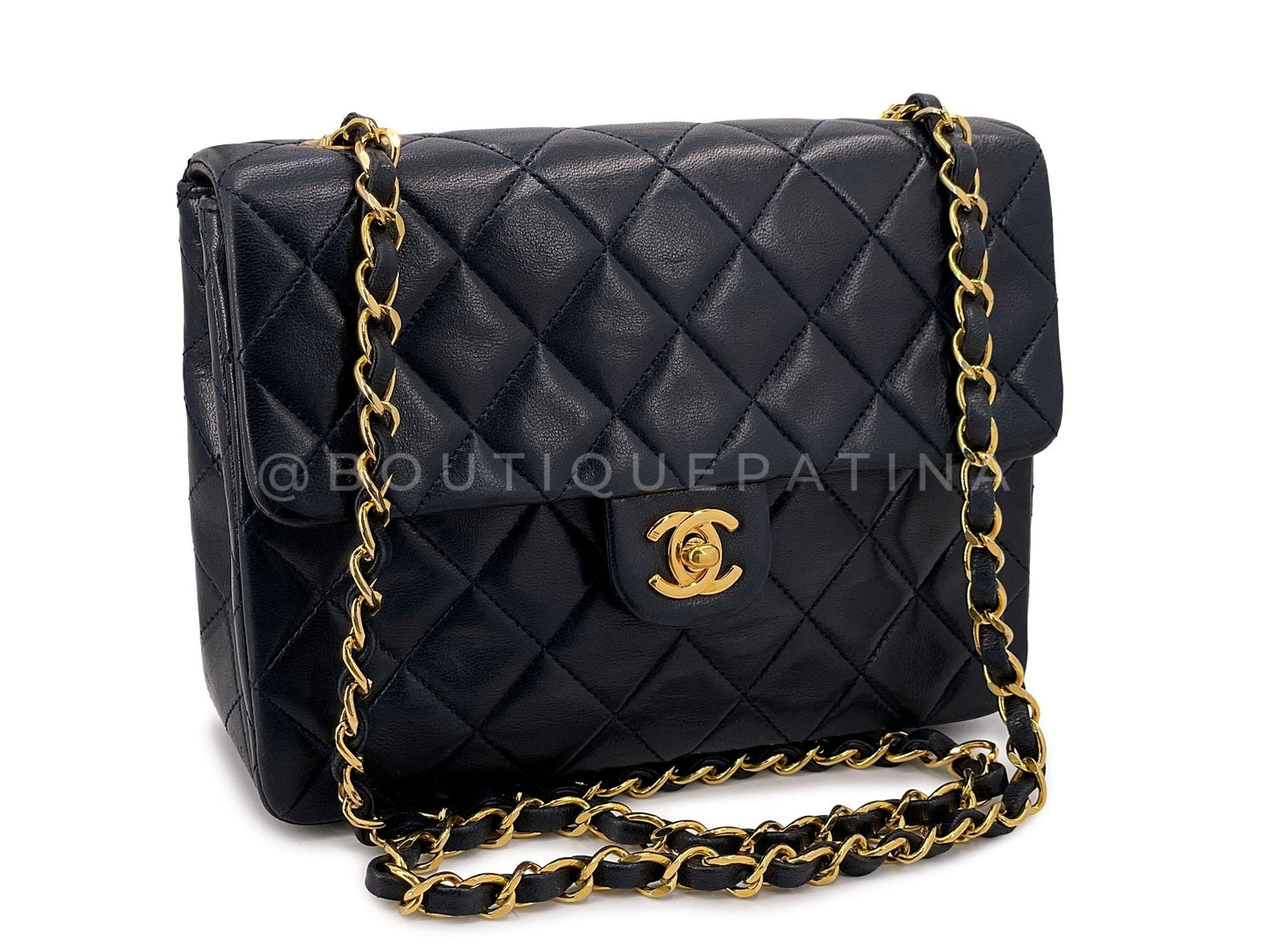 Chanel Vintage Black Mini Flap Bag Classic Lambskin 20cm 24k GHW