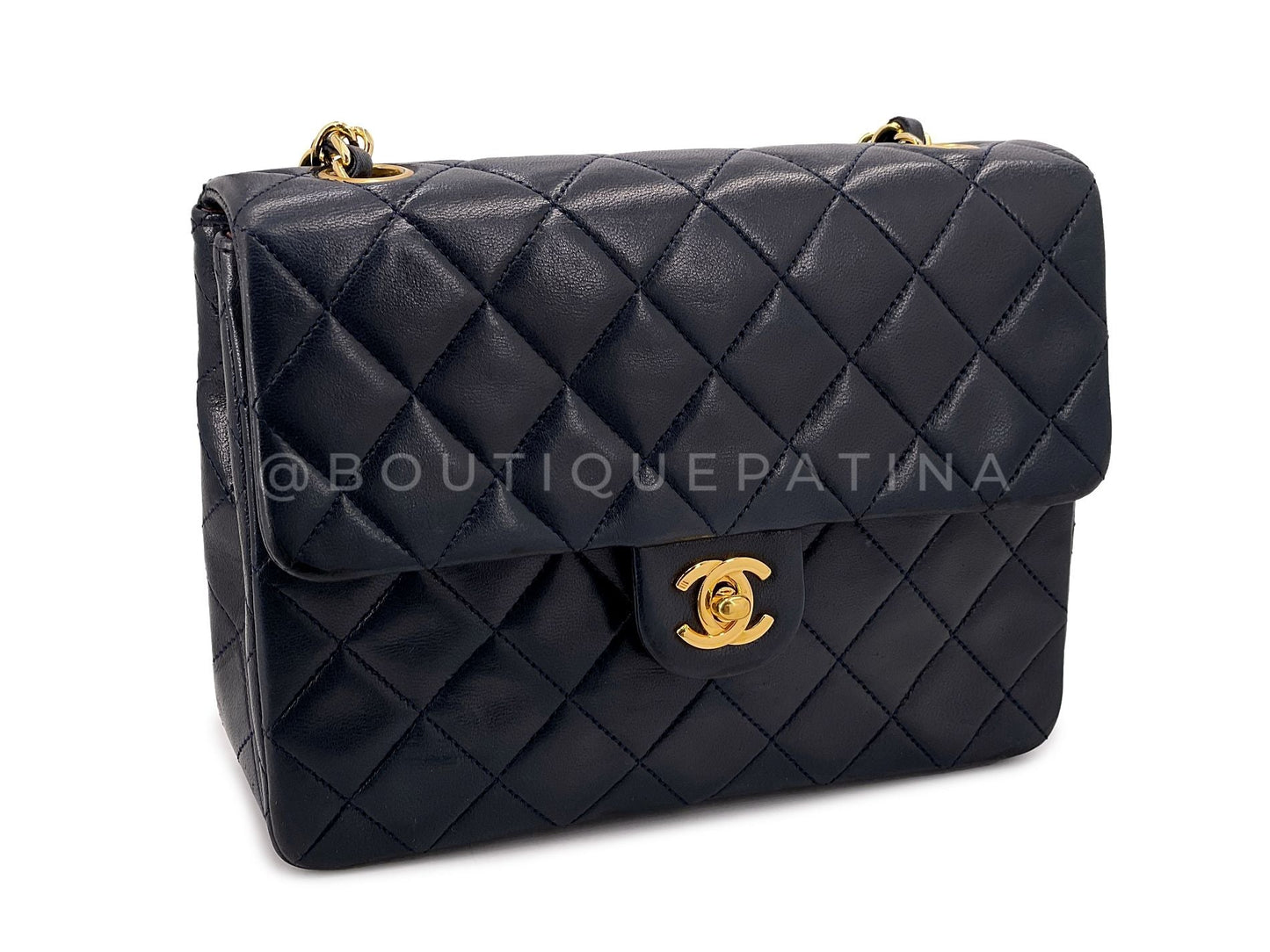 Chanel Vintage Black Mini Flap Bag Classic Lambskin 20cm 24k GHW