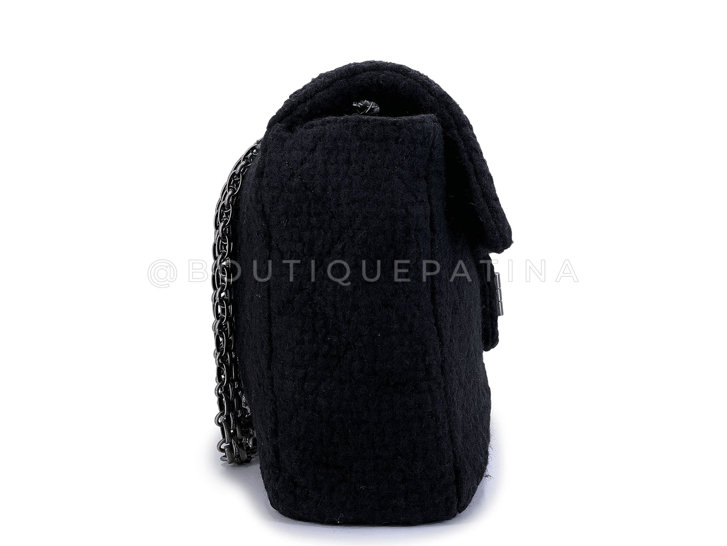 Rare Chanel Black Tweed XXL Supermodel Reissue Flap Bag Weekender RHW 2009 TNR