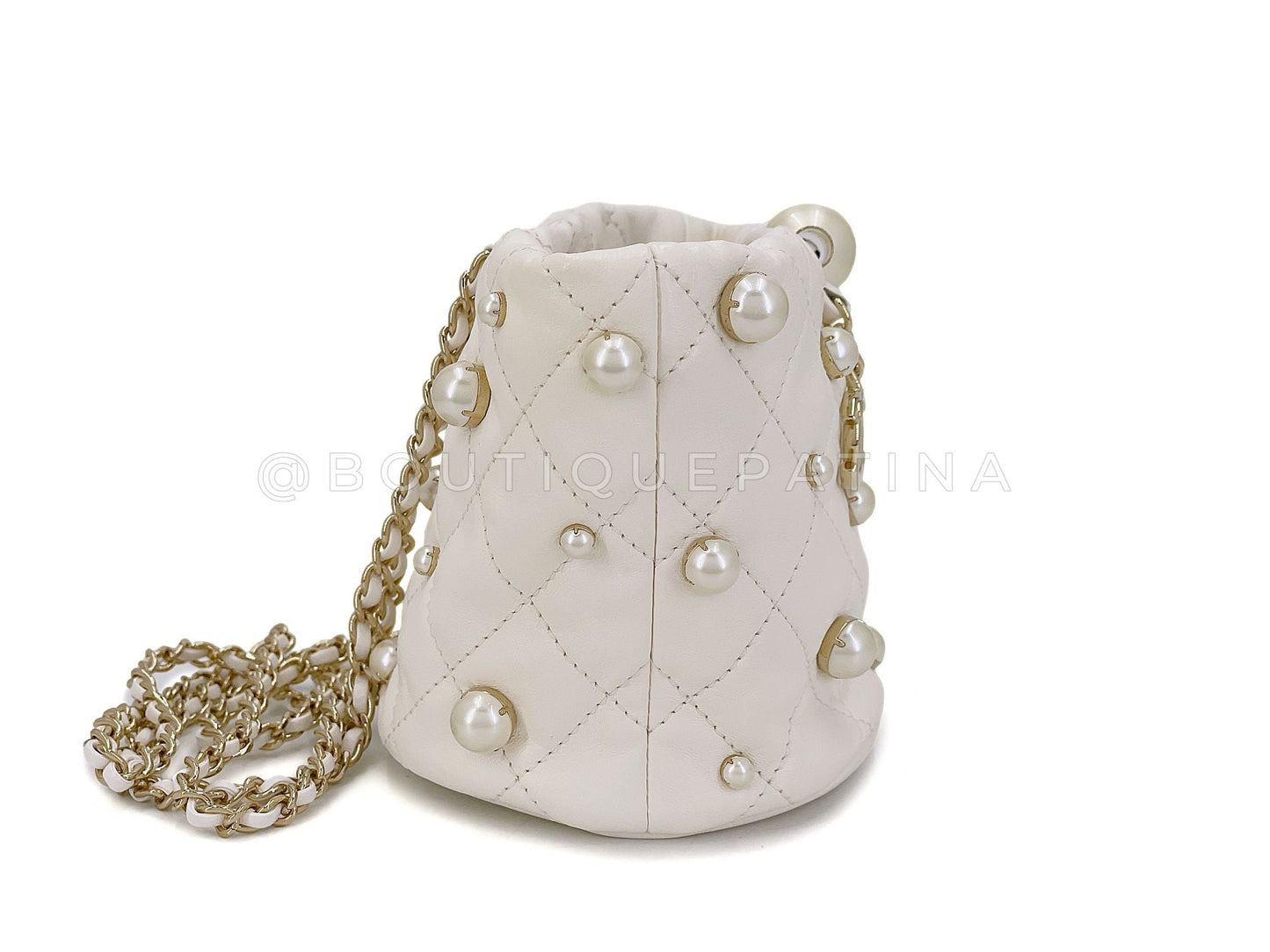 Chanel Cream Mini Pearl Bucket Bag 09H (excellent)