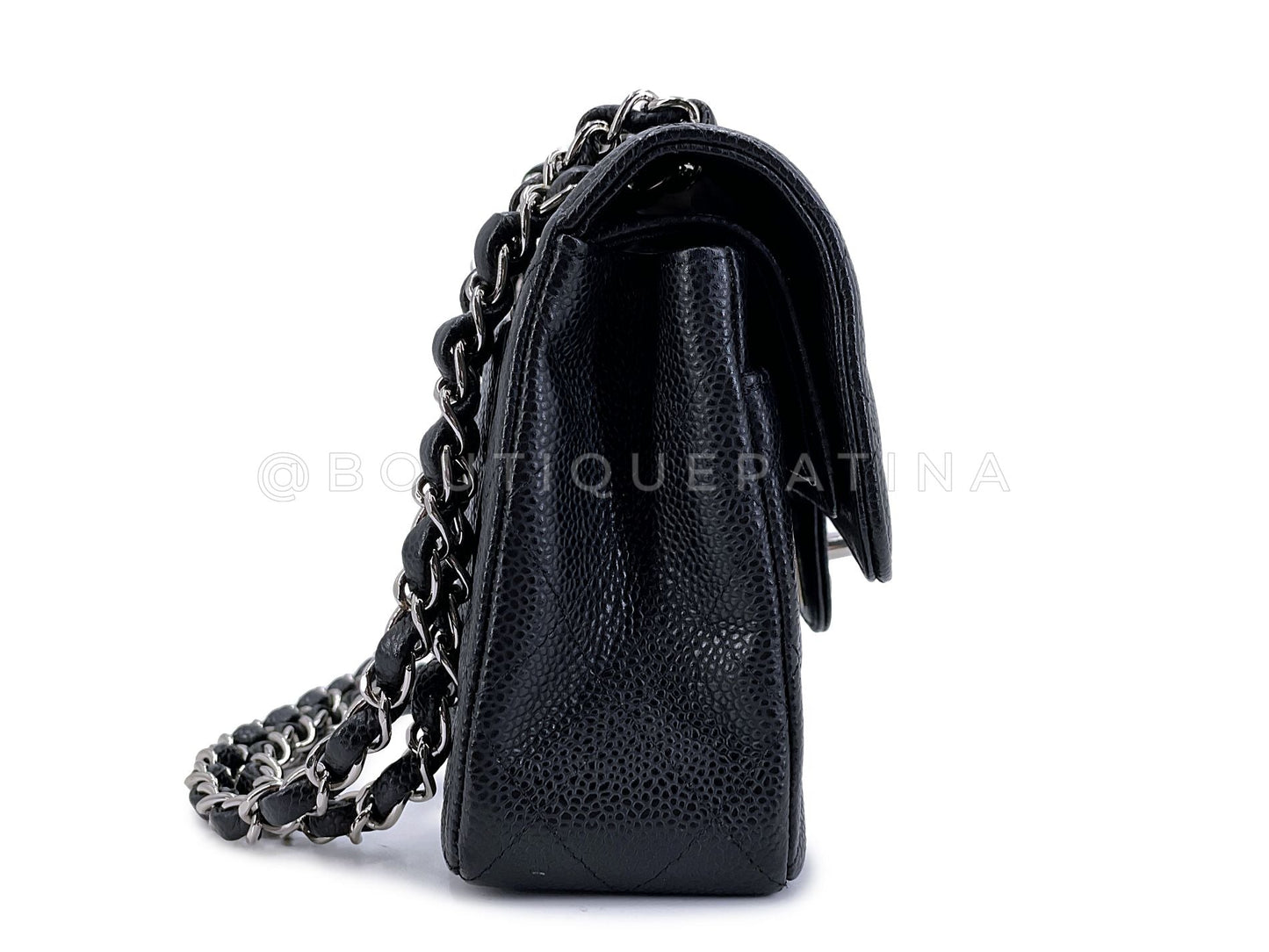Chanel Black Caviar Small Classic Double Flap Bag SHW CDW