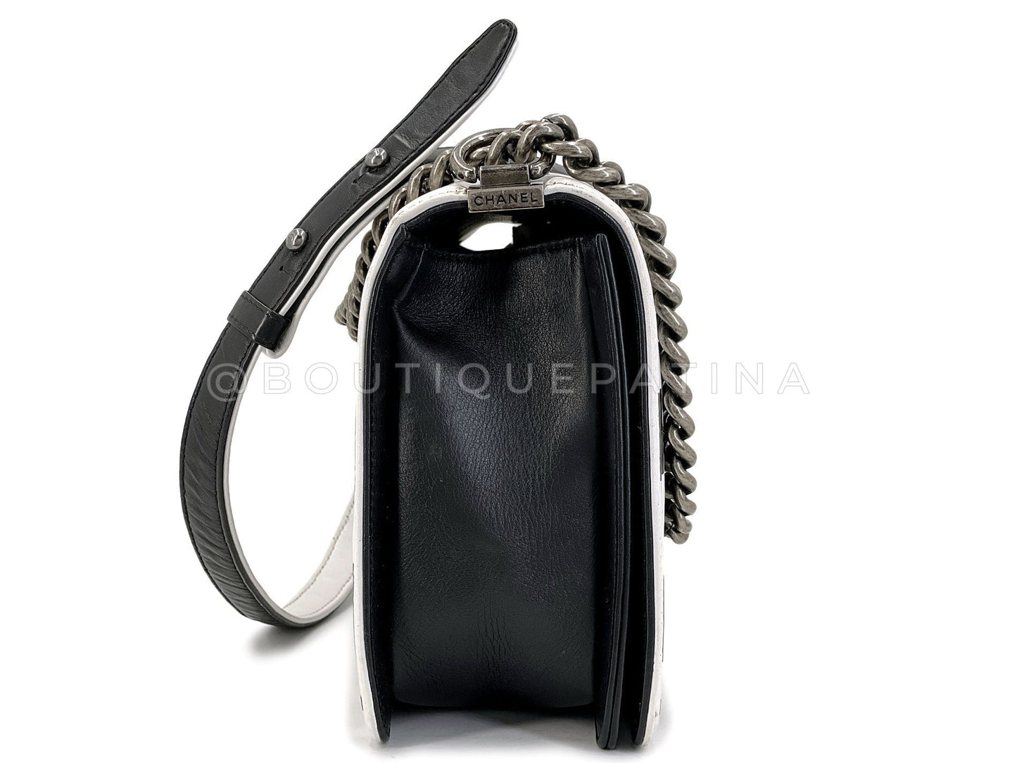 Chanel Black White Geometric Print New Medium Boy Flap Bag RHW 2014 A1B