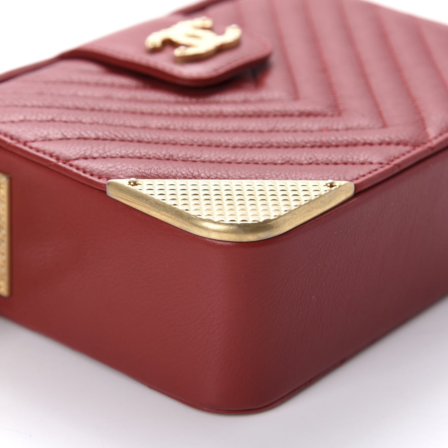 Chanel Calfskin Chevron Quilted Paris Hamburg Rock The Corner Minaudiere Bag