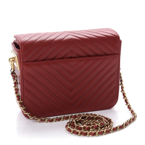 Chanel Calfskin Chevron Quilted Paris Hamburg Rock The Corner Minaudiere Bag