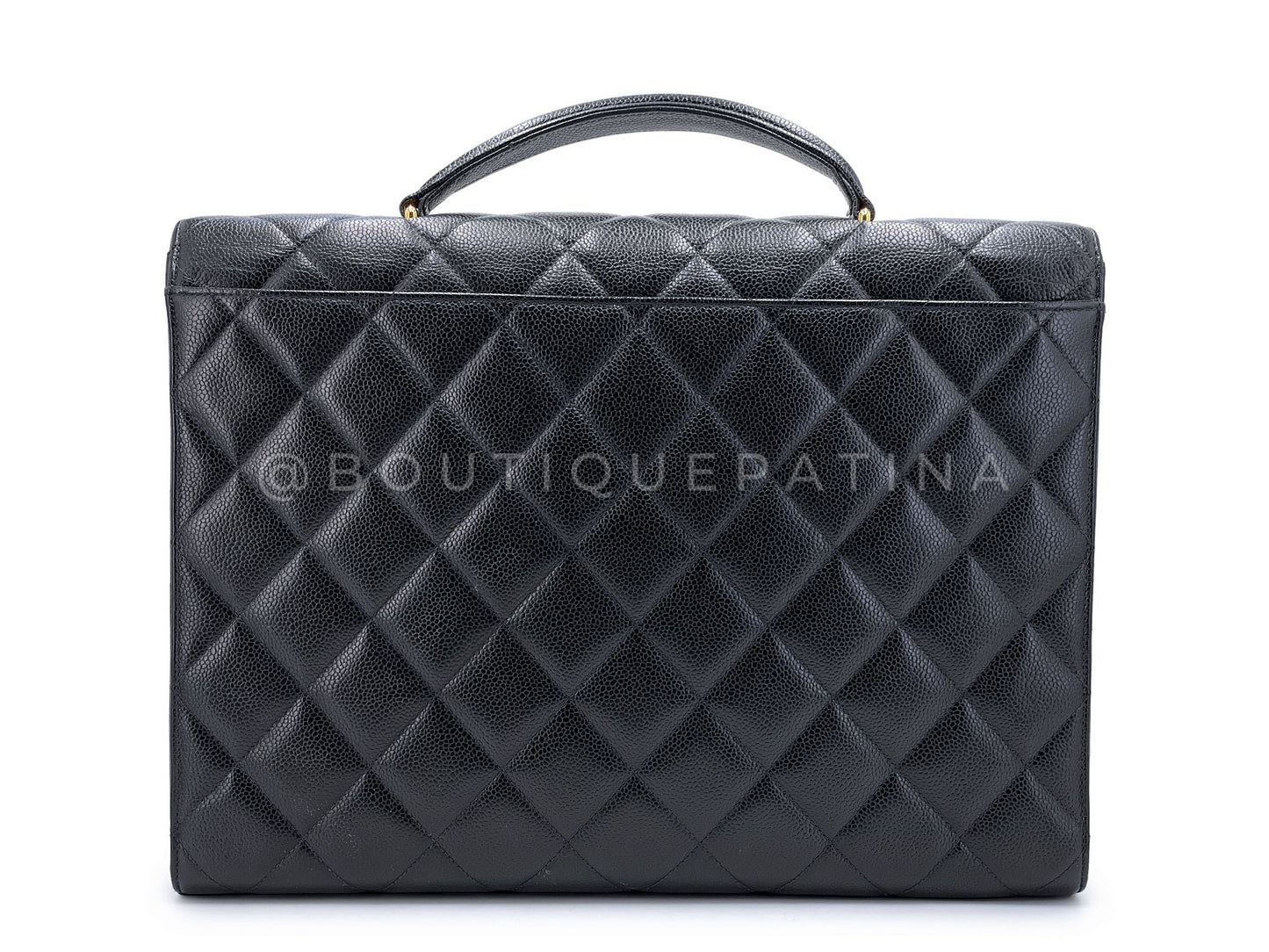 Chanel Vintage Black Caviar Briefcase Tote Bag 24k GHW 1996 YDR