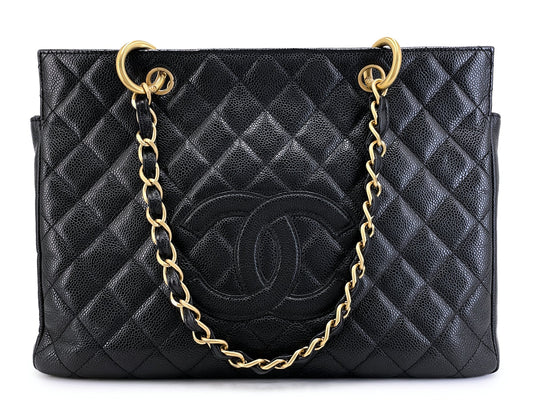 Chanel Vintage Black Caviar Original GST Grand Shopper Tote Bag 24k GHW  MKS
