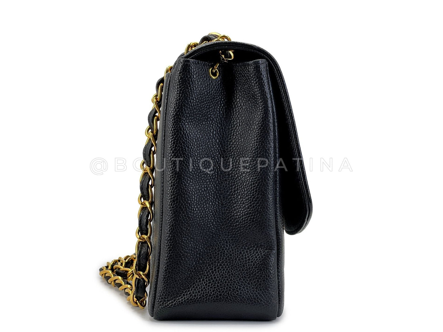 Chanel Caviar Diana Jumbo Rare Black 1997 Vintage Large Flap Bag 24k GHW Rare