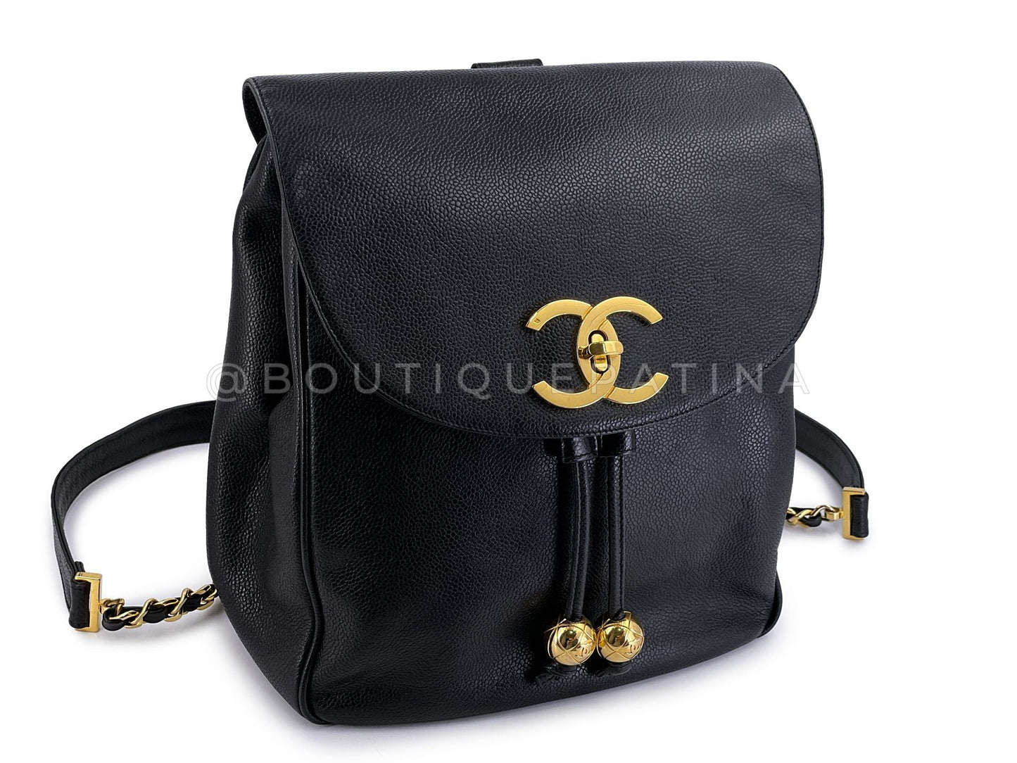 Chanel Vintage Black Caviar Backpack Bag Oversized CC 24k GHW 1T7
