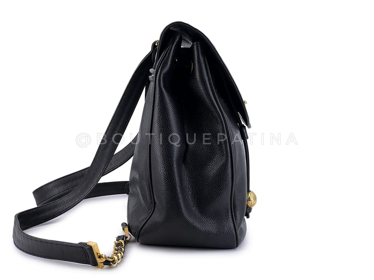 Chanel Vintage Black Caviar Backpack Bag Oversized CC 24k GHW 1T7