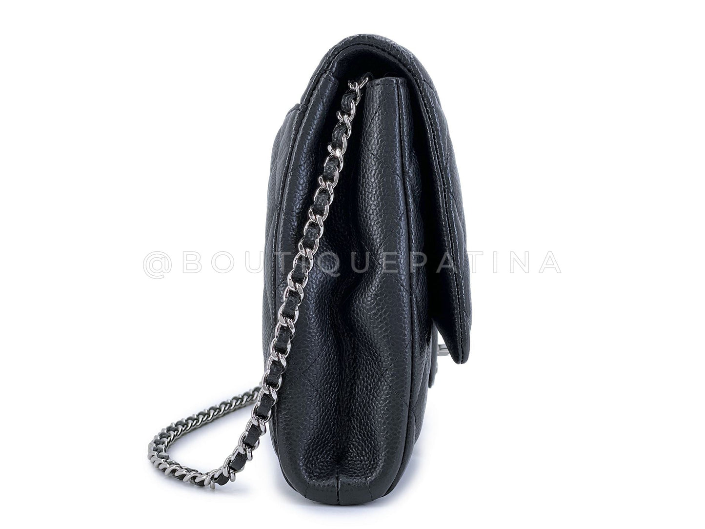 Chanel Black Caviar Clutch with Chain Timeless Flap Bag SHW 2012 OB7